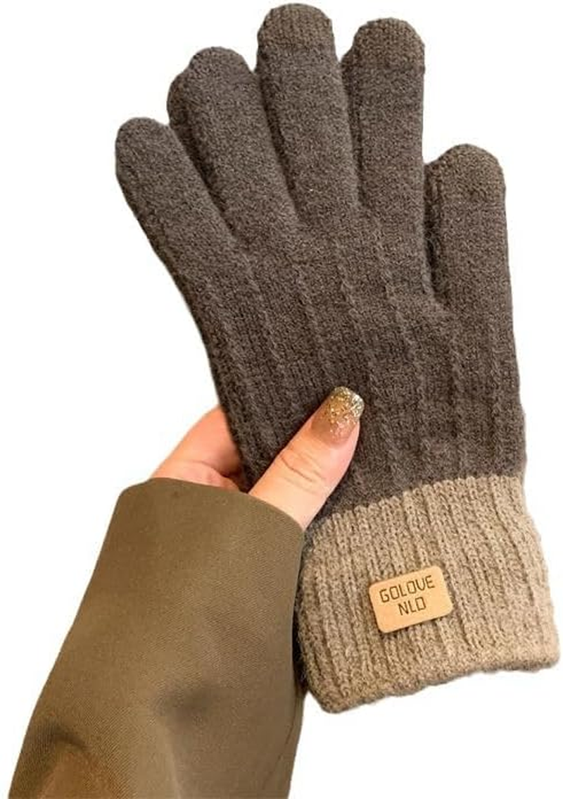 Women Gloves Winter Touch Screen Knitted Warm Gloves, MH MOIHSING Elastic Warm Fleece Anti-Slip Working Running Gloves for Women, Winter Gloves for Skiing Cycling Hiking Driving Outdoor Sports (Kahki) image number 3
