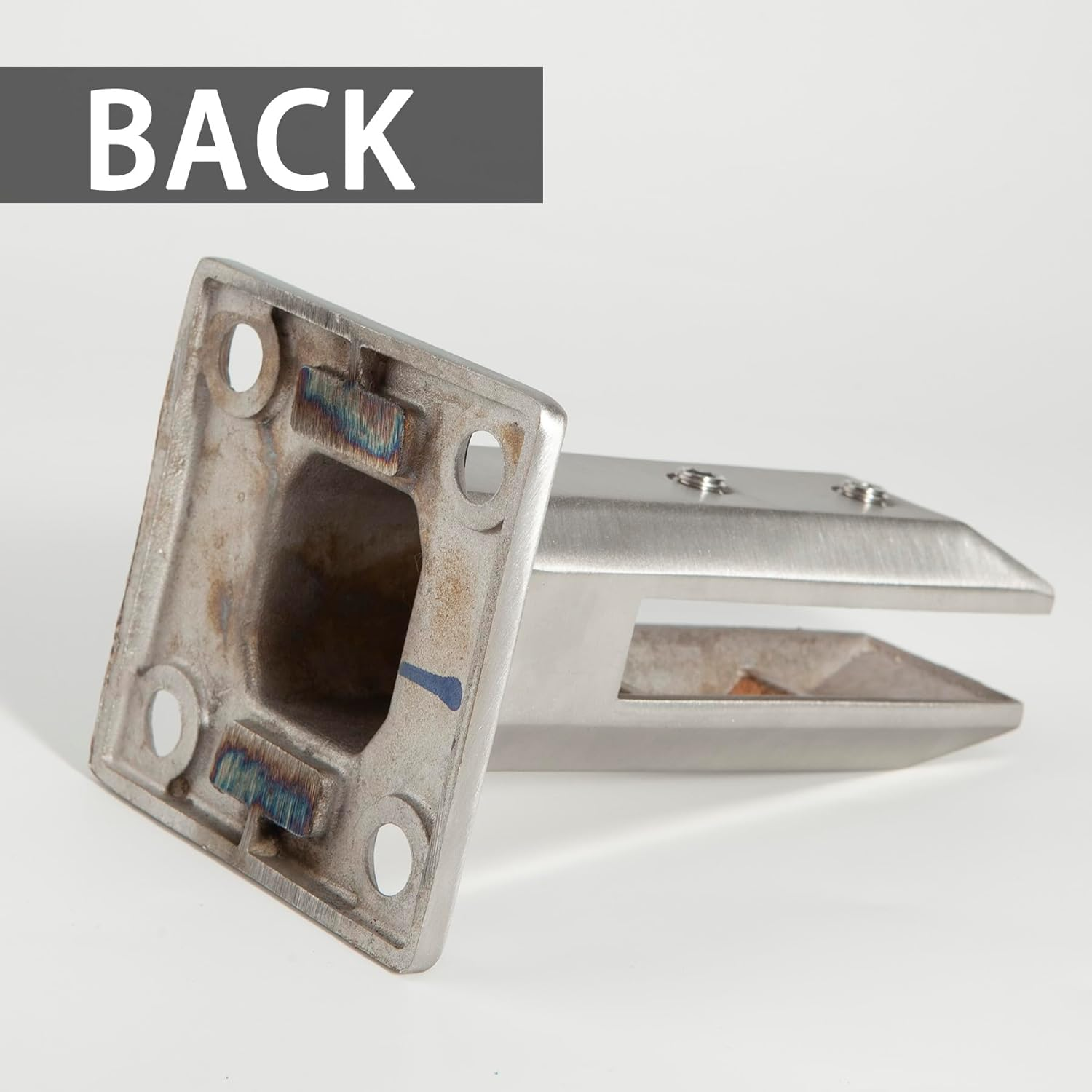 2Pieces Glass Railing Clamp for 10Mm 12Mm 304 Stainless Steel Spigot Clip Heavy Duty Sliver Square Holder for Fence Swimming Pool Courtyard Balcony Stairs (1/2In 3/8In Glass)