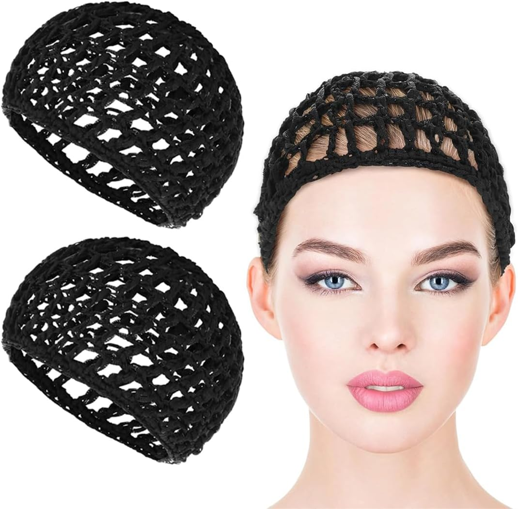 GHPKOTW Pack of 2 Crochet Hair Net, Hair Net for Sleeping, Long Hair Crochet Hair Wrap, Mesh Net Hair Nets for Women and Girls image number 4