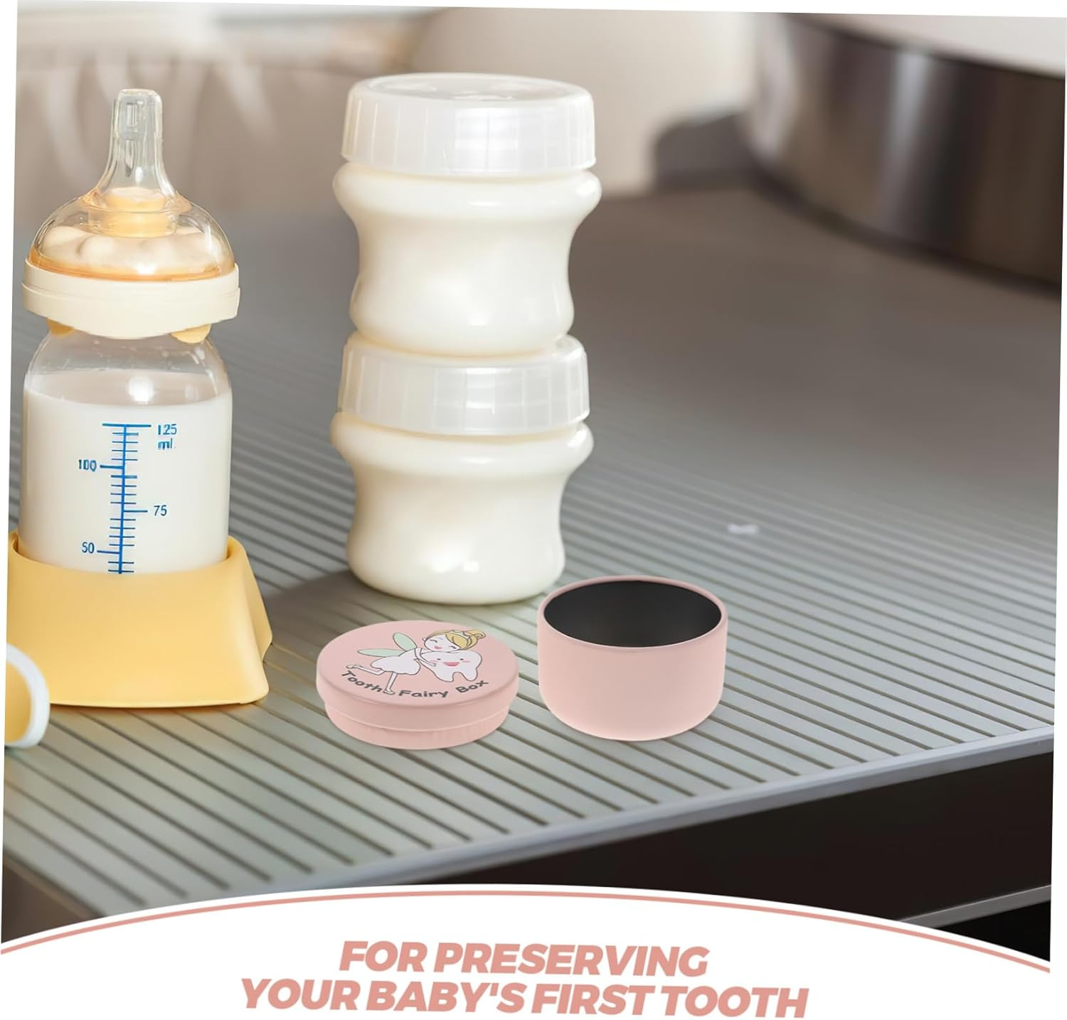 GLEAVI 2Pcs Tooth Storage Box: Baby Keepsake Box for First Hair Case Cute Lost First Haircut Keepsake Toddler Hair Case for Birthday Present Pink image number 2