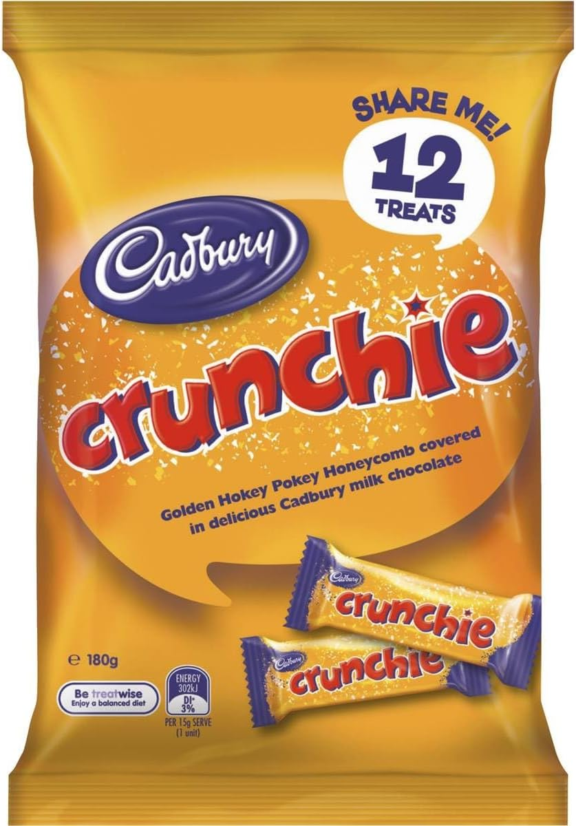 Cadbury 180G Crunchie Chocolate Sharepack Choco Bar Sweet Treats Snacks (12Pcs)