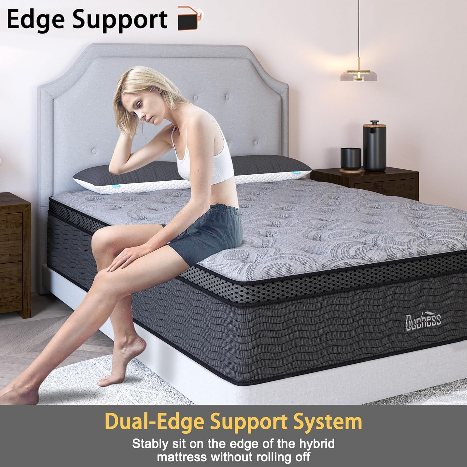 Duchess Double Hybrid Mattress Eurotop 34CM Mattresses Pocket Springs with Gel Memory Foam High Density Foam Layer Medium Firm image number 5
