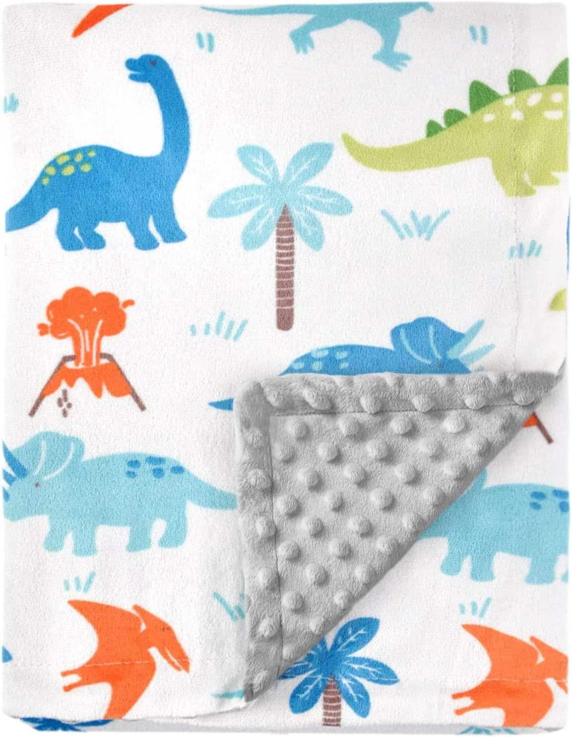 HOMRITAR Baby Blanket for Boys Girls Soft Plush Minky Blanket with Double Layer Dotted Backing for Toddler with Forest Foxes Multicolor Printed 30 X 40 Inch(75X100Cm)