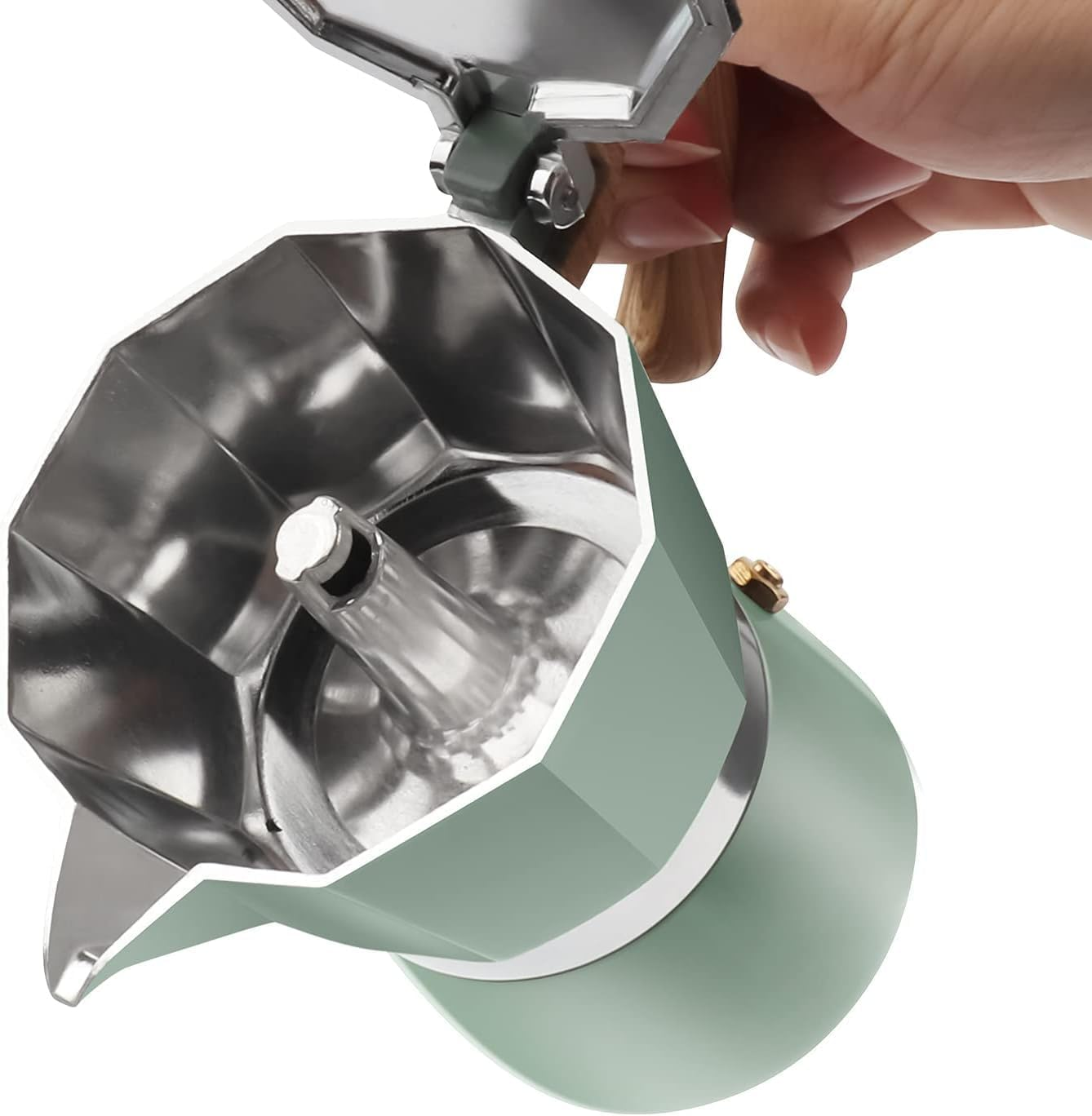 Classic Moka Pot &ndash; 3 Cup Stovetop Coffee & Espresso Maker, Milano Coffee Maker at Home or Camping, Compatible for Greca, Electric & Gas Stove (Mint Green, 150ML) image number 1