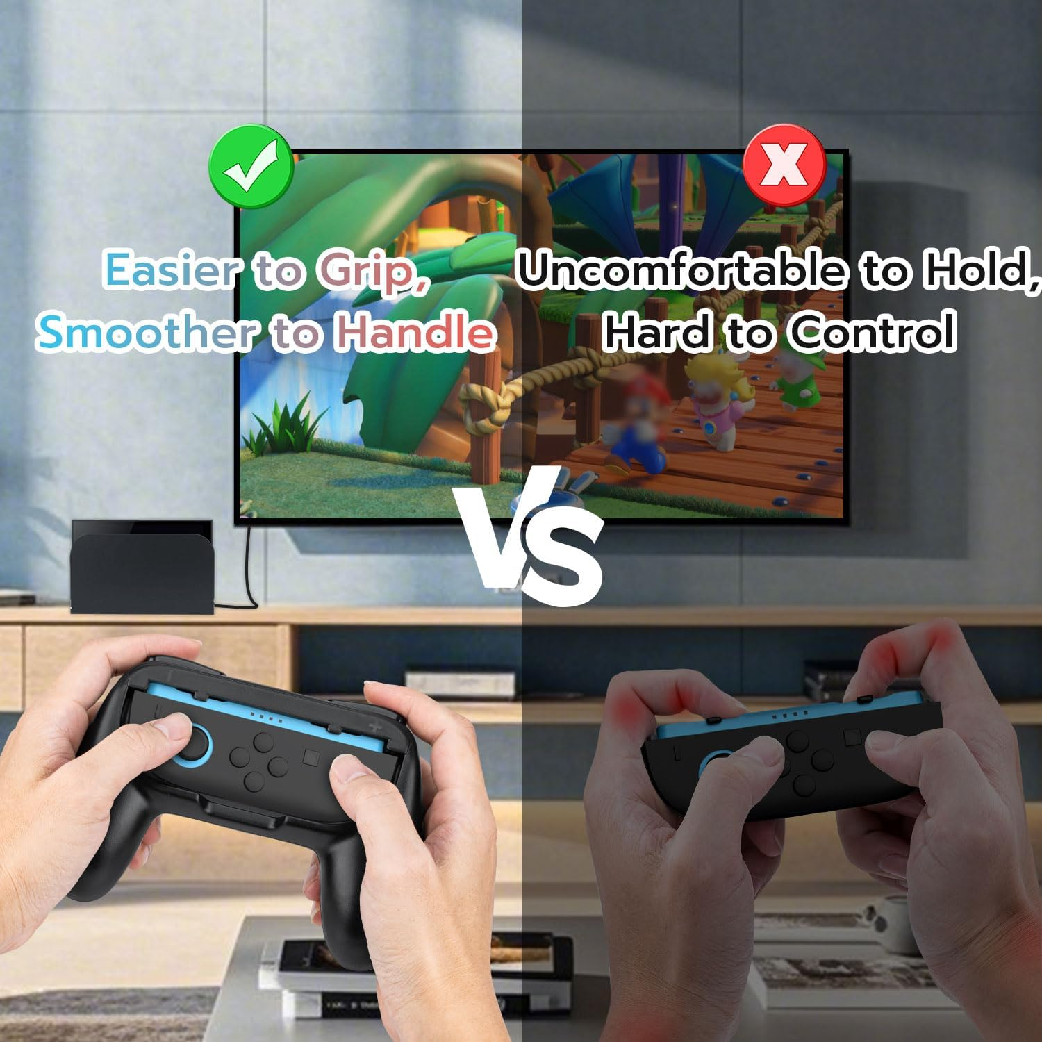 Mcbazel Controller Grips for Nintendo Switch 2 Joy Con Controllers - Ergonomic Anti-Slip Handles with L/R Triggers,Abs Protective Case Cover Accessories,2 Pack(Black)