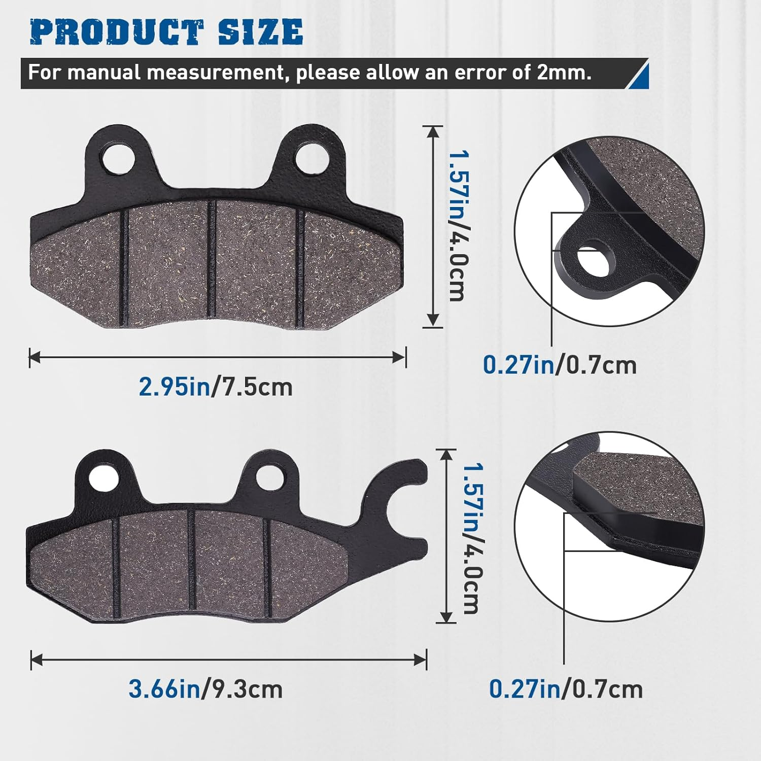 Brake Pads Front and Rear for Kawasaki EX250 Ninja 250R 2008-2012 EX300 Ninja 300 2013-2016 KVF750 Brute Force 650 KL650 KLR650 2008-2016 image number 3