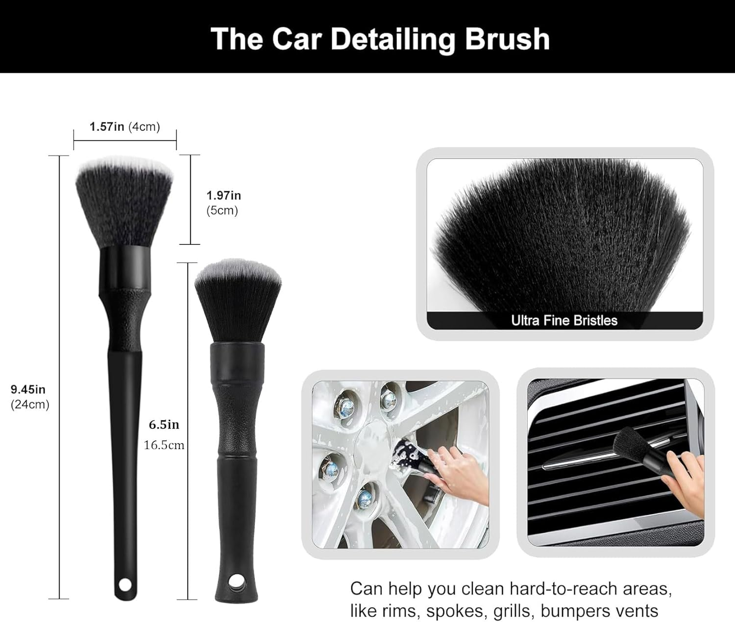 8PCS Car Wheel Tire Brush Kit, Tire Wheel Soft-Bristled Rim Cleaner Brush, Soft-Bristled Rim,Microfiber Bendable Shine Applicator Pad, Car Detailing Brushes Supplies Kit image number 3