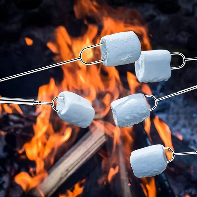 AIMALL Marshmallow Roasting Sticks Extendable Fork BBQ Campfire Kids Fun Barbecue &ndash; Telescopic BBQ Forks for Campfire, Barbecue, and Outdoor Cooking, Includes 8 Sticks with Canvas Storage Bag image number 2