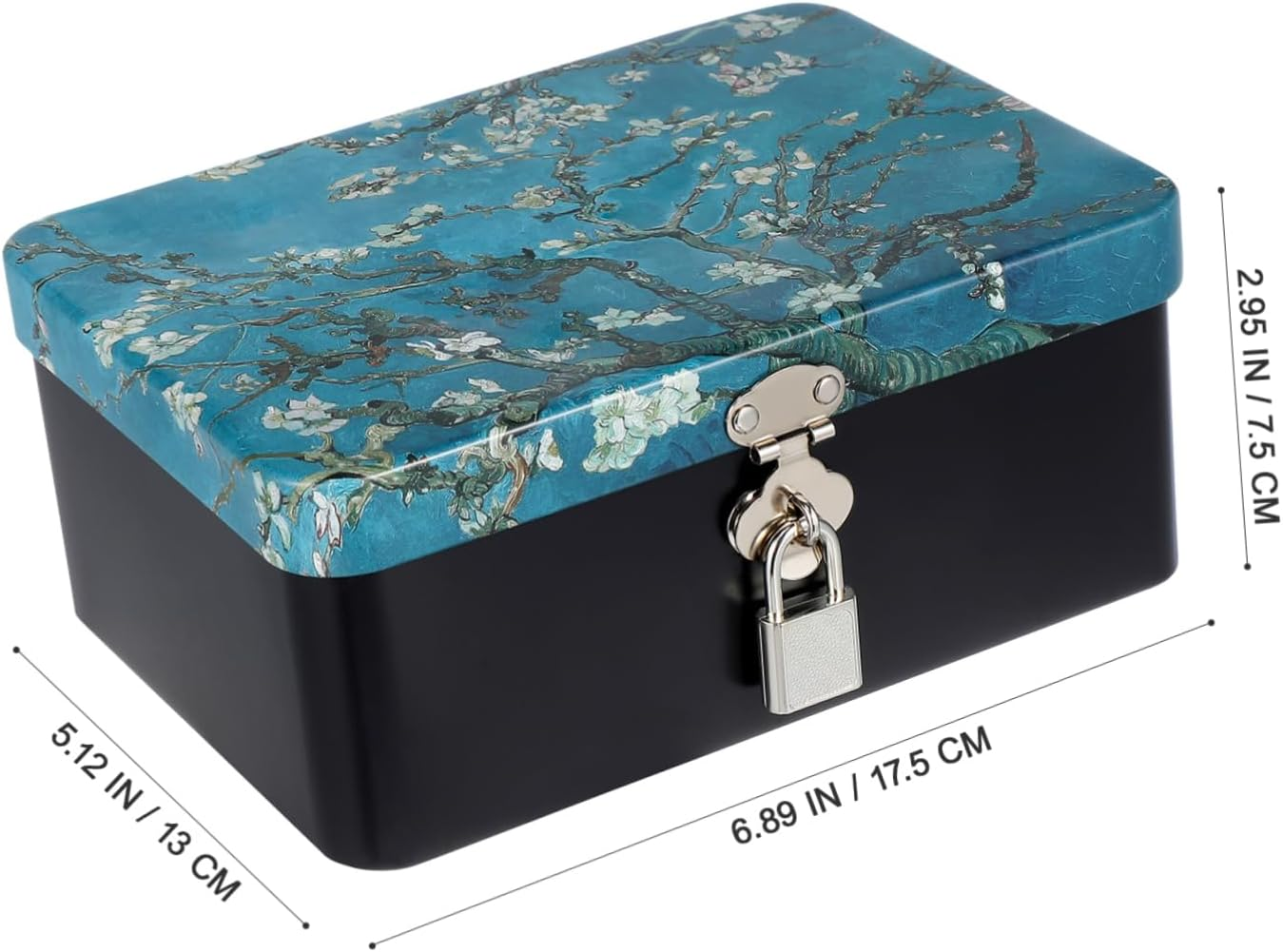 Lockable Storage Box Outdoor Key Lock Tinplate Box Capacity Jewelry Organiser image number 2