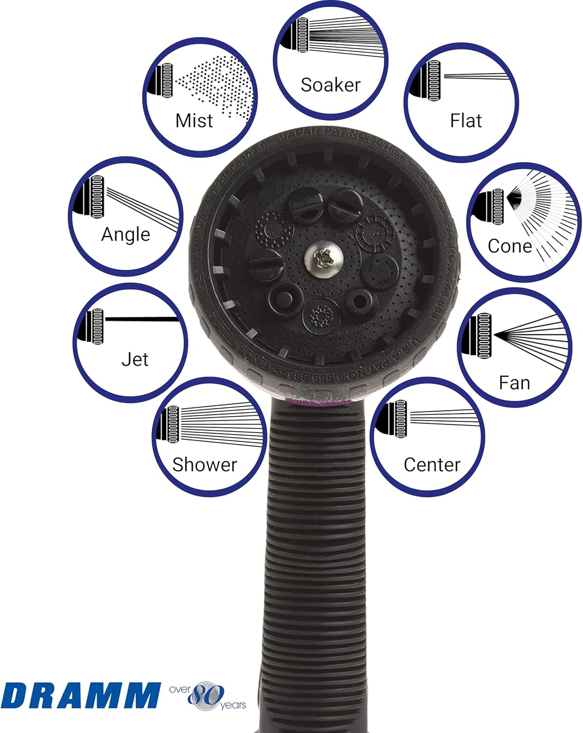 Dramm 12704 9-Pattern Revolver Spray Nozzle, Green - Blue image number 2