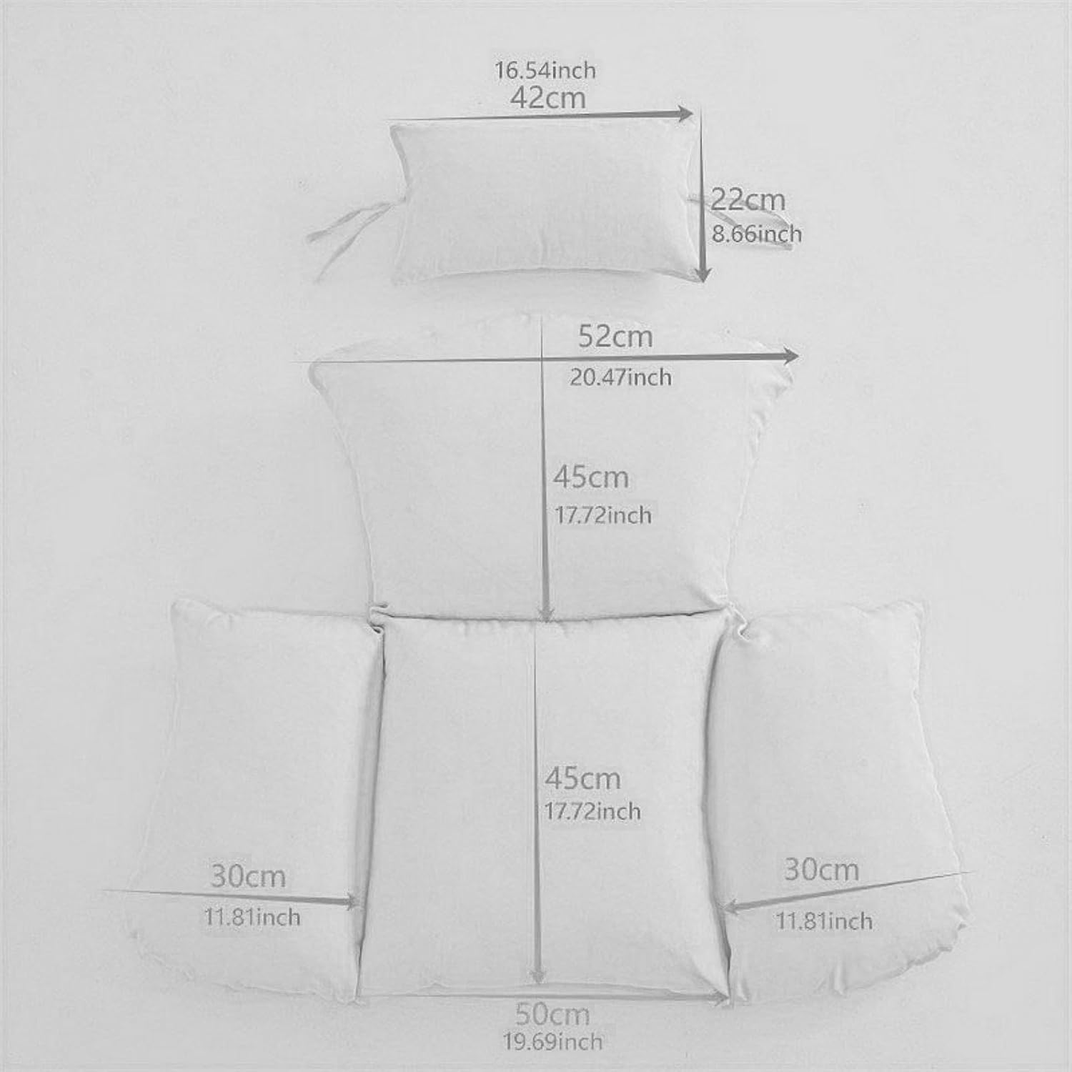 Hammock Swing Cushion with Headrest for Egg Chair Use, Gray, as Described image number 6