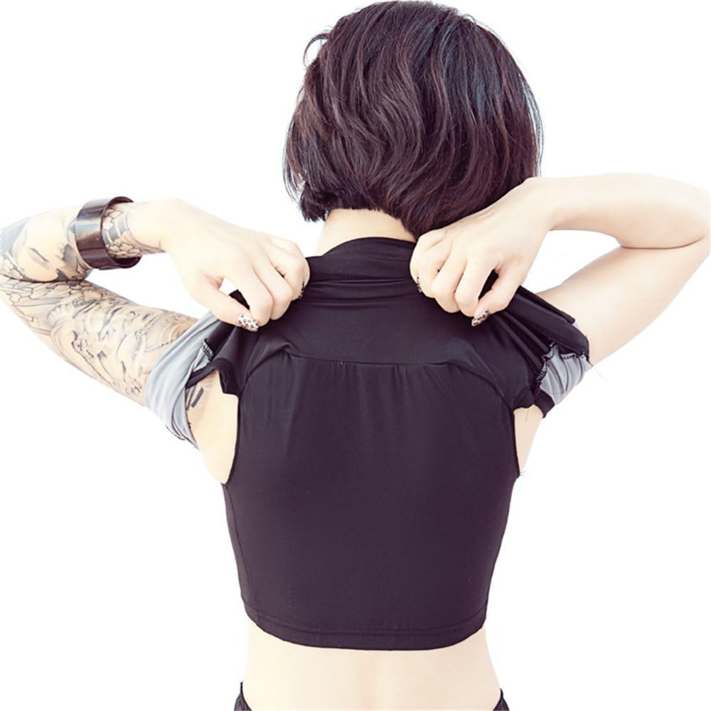 Baronhong Women Trans Lesbian Tomboy Zip up Chest Binder Quick-Drying Swimwear Vest Tank Top+Swimming Pants image number 2