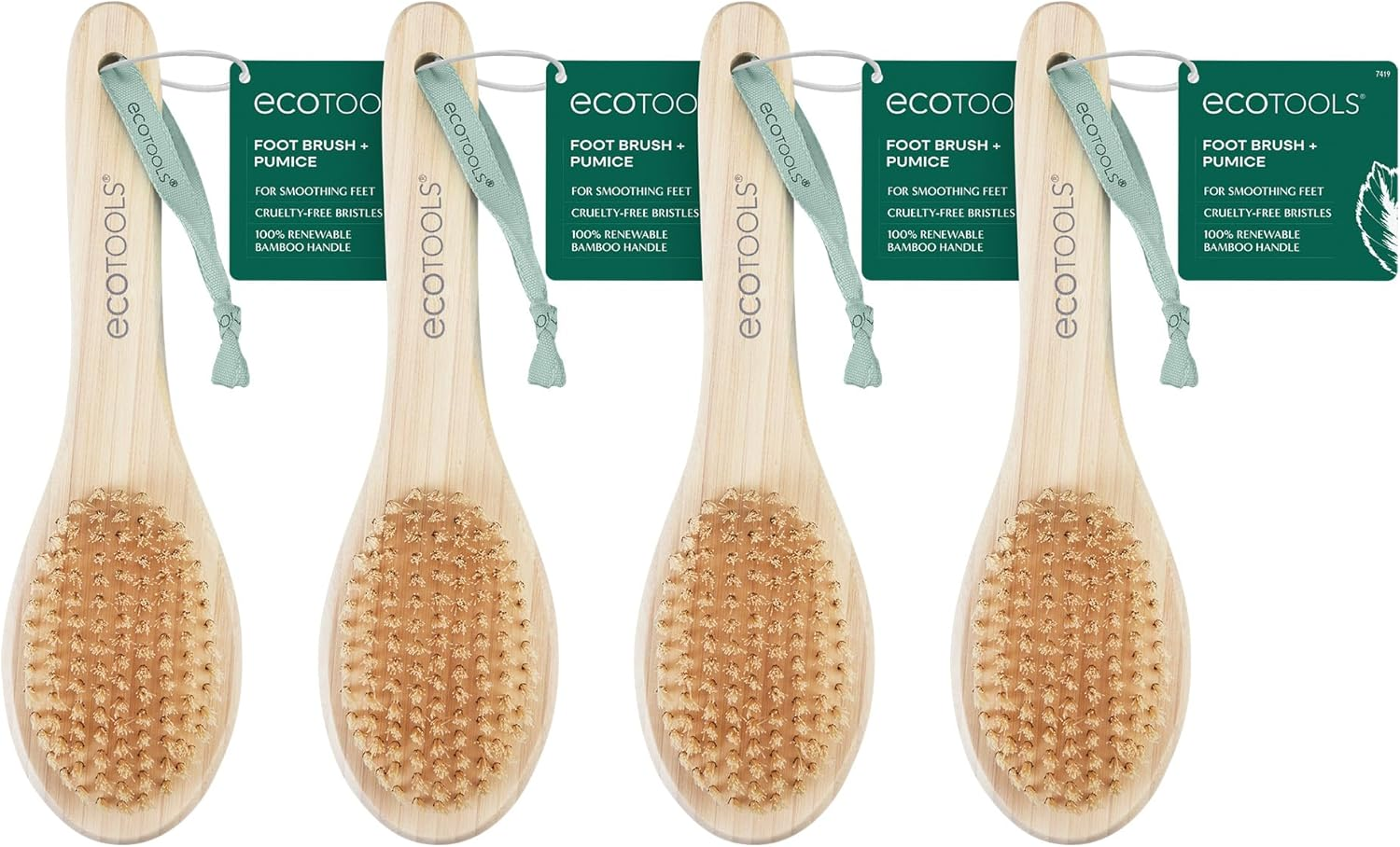 Ecotools Foot Brush + Pumice, Foot Scrubber Brush for Cleansing & Dead Skin Removal, Reveal Smooth, Soft Feet, Foot Brush for Shower & Bath, Eco-Friendly, Cruelty-Free Bristles, 4 Count image number 1