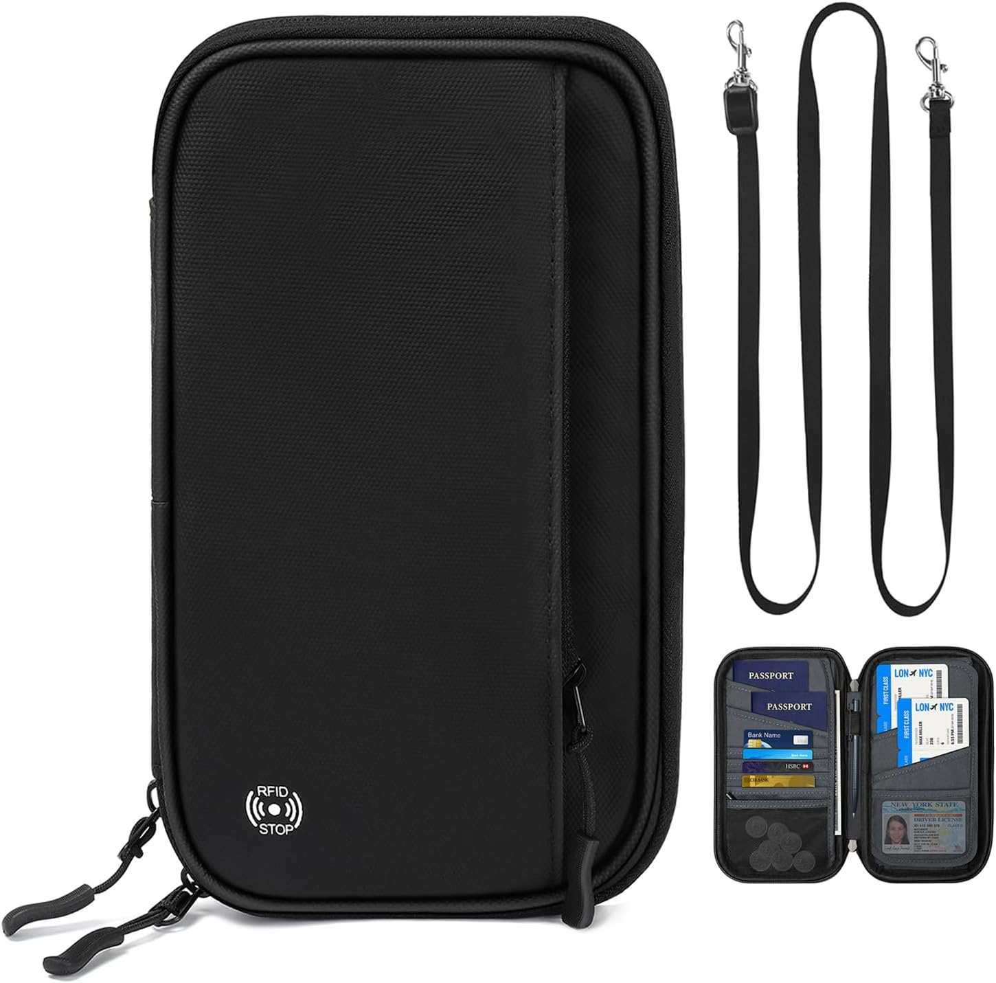 Milifox RFID Travel Passport Wallet, Family Passport Holder，Waterproof Large Capacity,Document Organiser for Cards, Flight Tickets, Wallet for Women Men image number 2