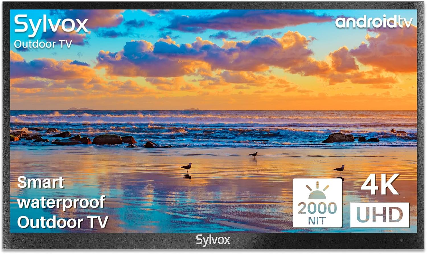 SYLVOX Outdoor TV, Smart Outdoor TV 43&rdquo; 2000 Nits Full Sun, 4K UHD Weatherproof Outdoor Television with Voice Control Chromecast Built-In, IP55 Android TV for outside (Pool Pro Series) image number 1