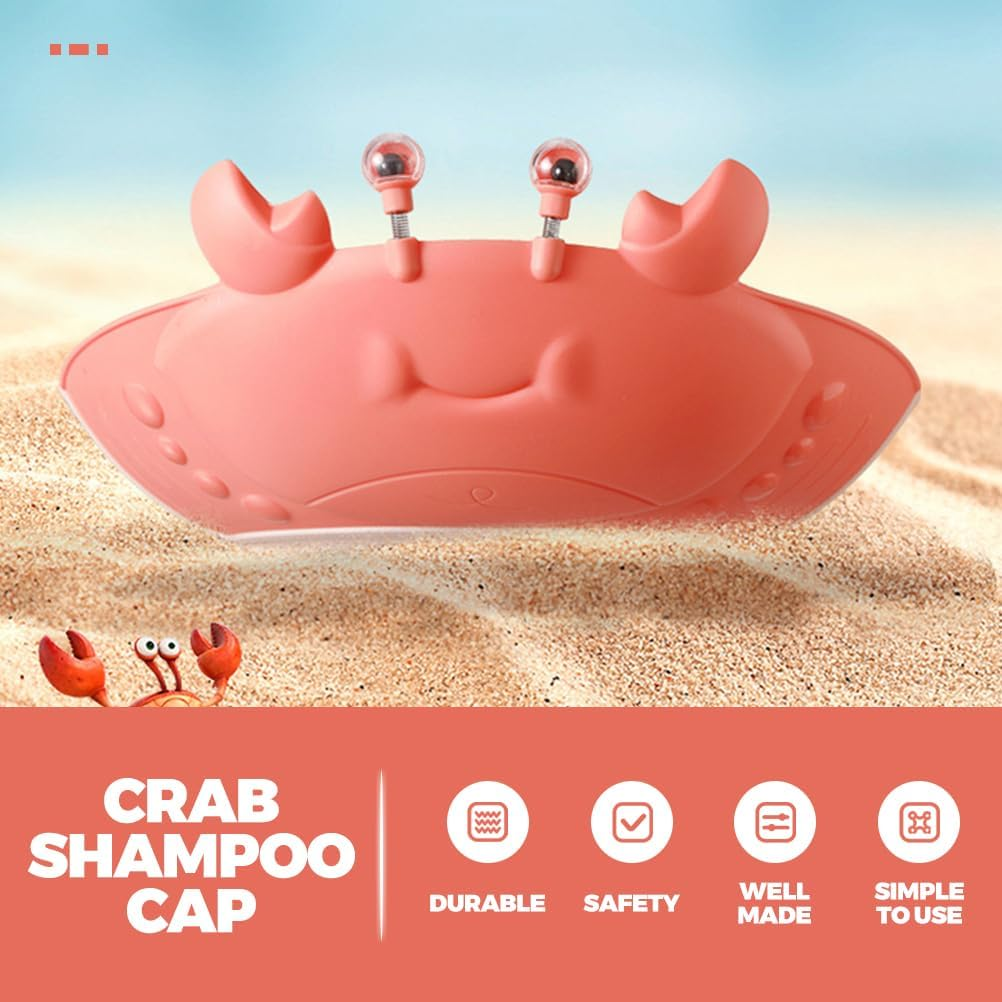 Ibasenice Baby Shower Caps Adjustable Kids Shampoo Cap with Crab Design Waterproof Hair Washing Hat for Toddlers Bath Time Eye Protection image number 1