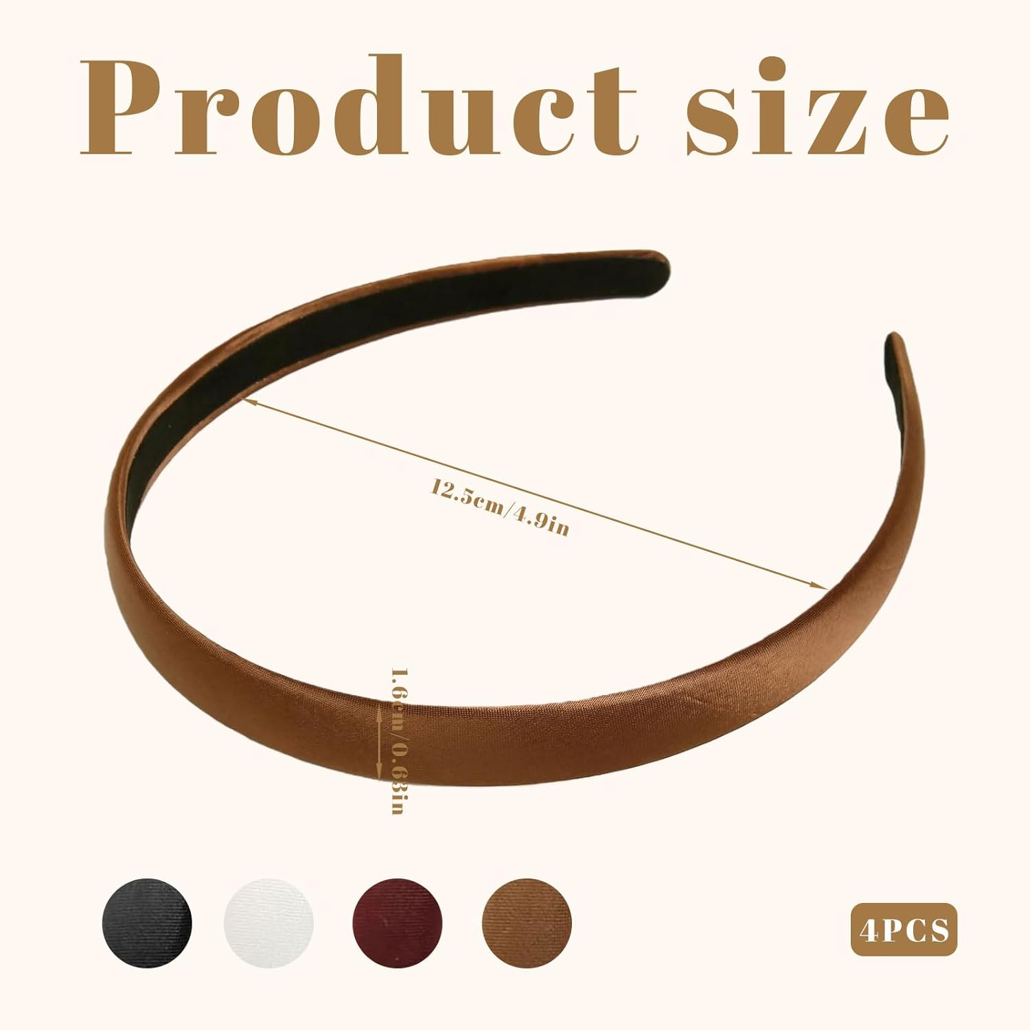 Xanthelle Ladies' Headbands, 4 Pieces Velvet Headbands for Women, Non-Slip Hairbands & Headband, Trendy Vintage Headbands in Brown, Red & Black image number 2