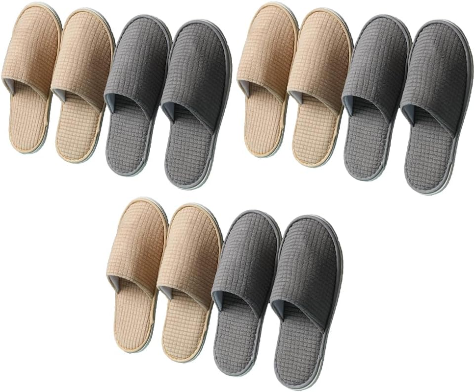 6 Pairs Spa Slippers, Washable & Reusable Closed Toe Indoor Hotel Slipper, Soft Hotel Shoes Padded Sole for Comfort- for Guests, Hotel, Travel,Wedding image number 2