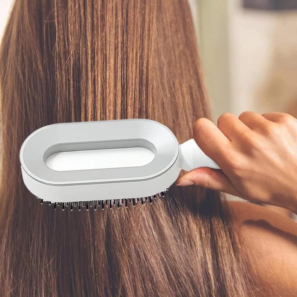 New Hair Brush Self-Cleaning Air Cushion Comb Comfortable for Salon Hairdress AU Red - Red image number 6