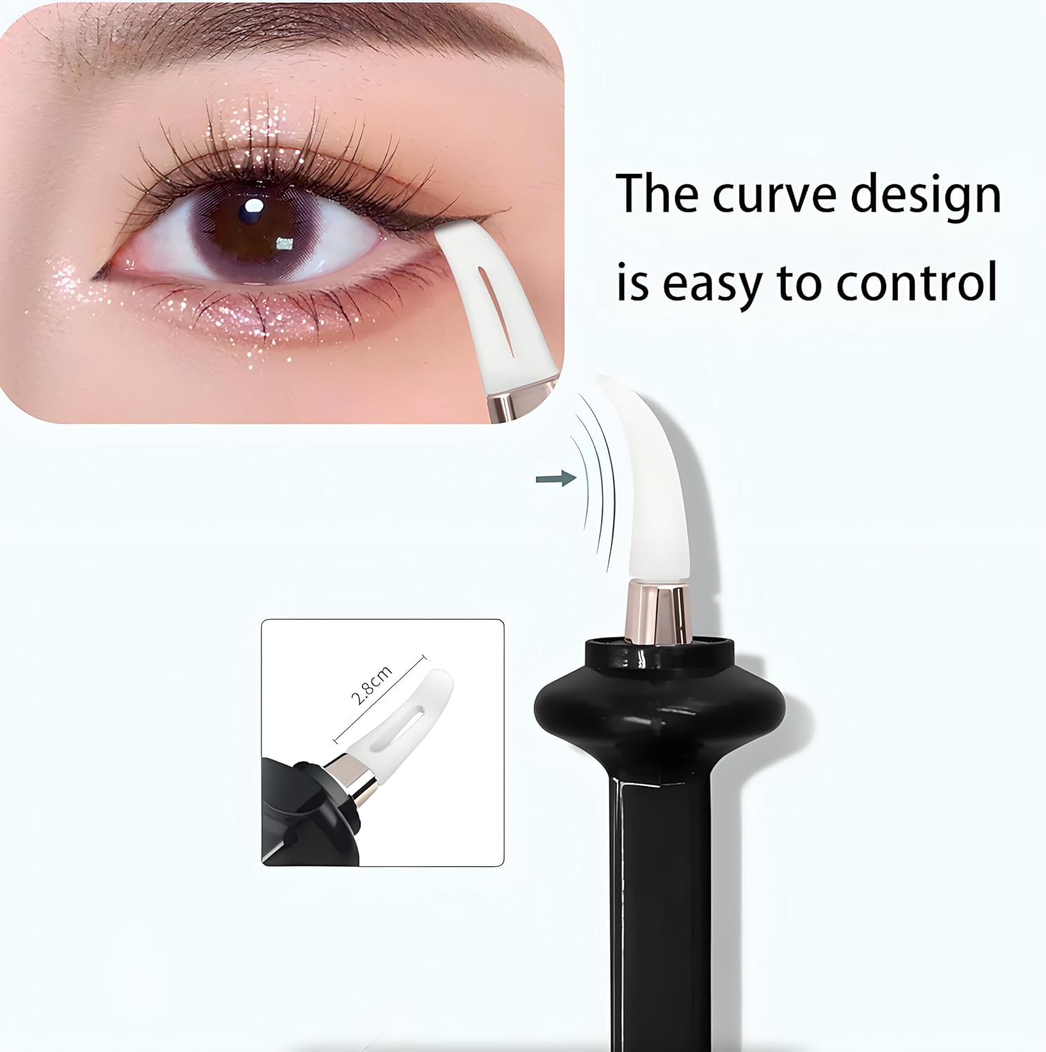 Eyeliner Set, Waterproof and Smudgeproof with Silicone Applicator Brush Cream Formula, Multi-Purpose Eyeshadow Stencil and Eyeline Guide, Black Pen and Cream image number 5