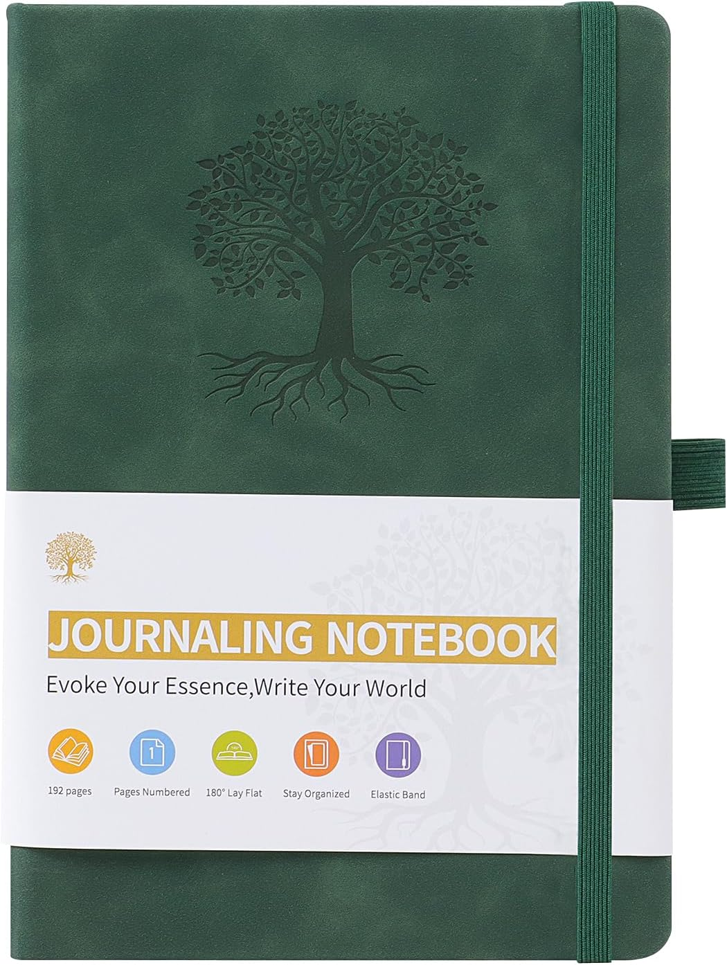 A5 Journal Notebook for Men and Women, Lined Hardcover Notebook with Elastic Closure for Diary Writing, Work and Note Taking, Journal(Green)