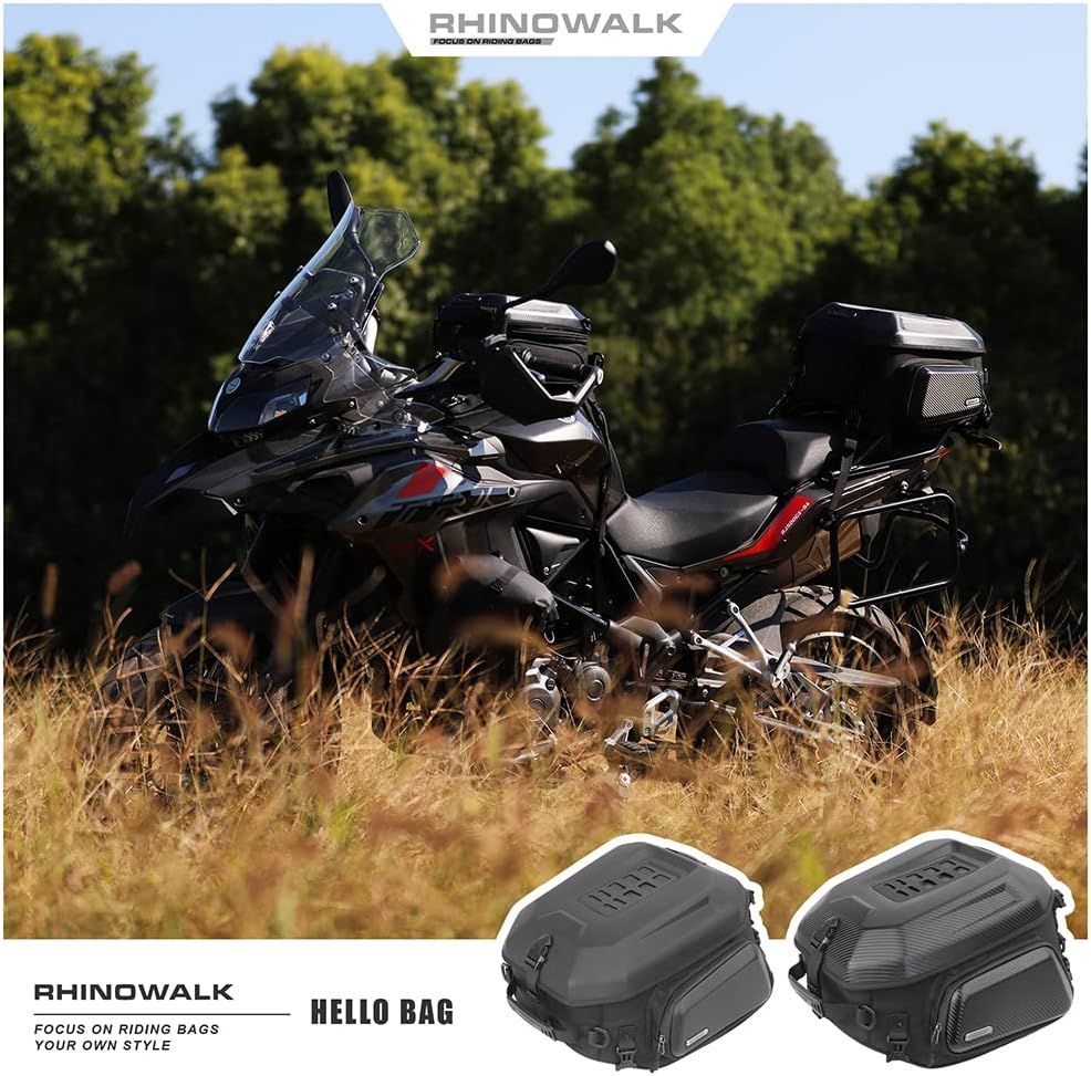Rhinowalk Motorcycle Travel Luggage Expandable Motorcycle Tail Bag 35L Waterproof All Weather/Trunk/Rack Bag with Sissy Bar Straps-Black image number 2