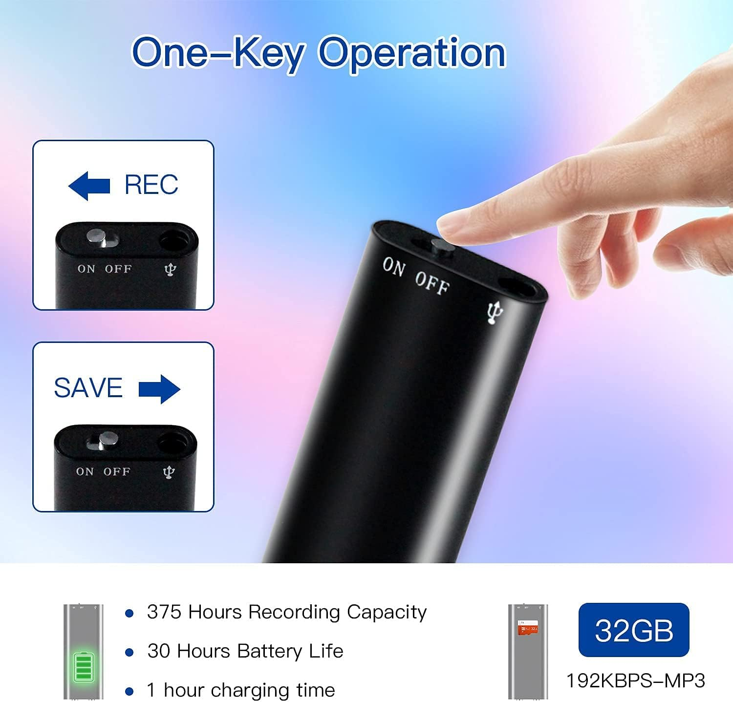 Voice Recorder, Mini Voice Activated Recorder, 4GB/8GB/16GB/32GB Super Long 800 Hours Recording Capacity, 365 Standby Battery, Audio Sound Recording Continuous Listening Device (Q2-8GB) image number 5