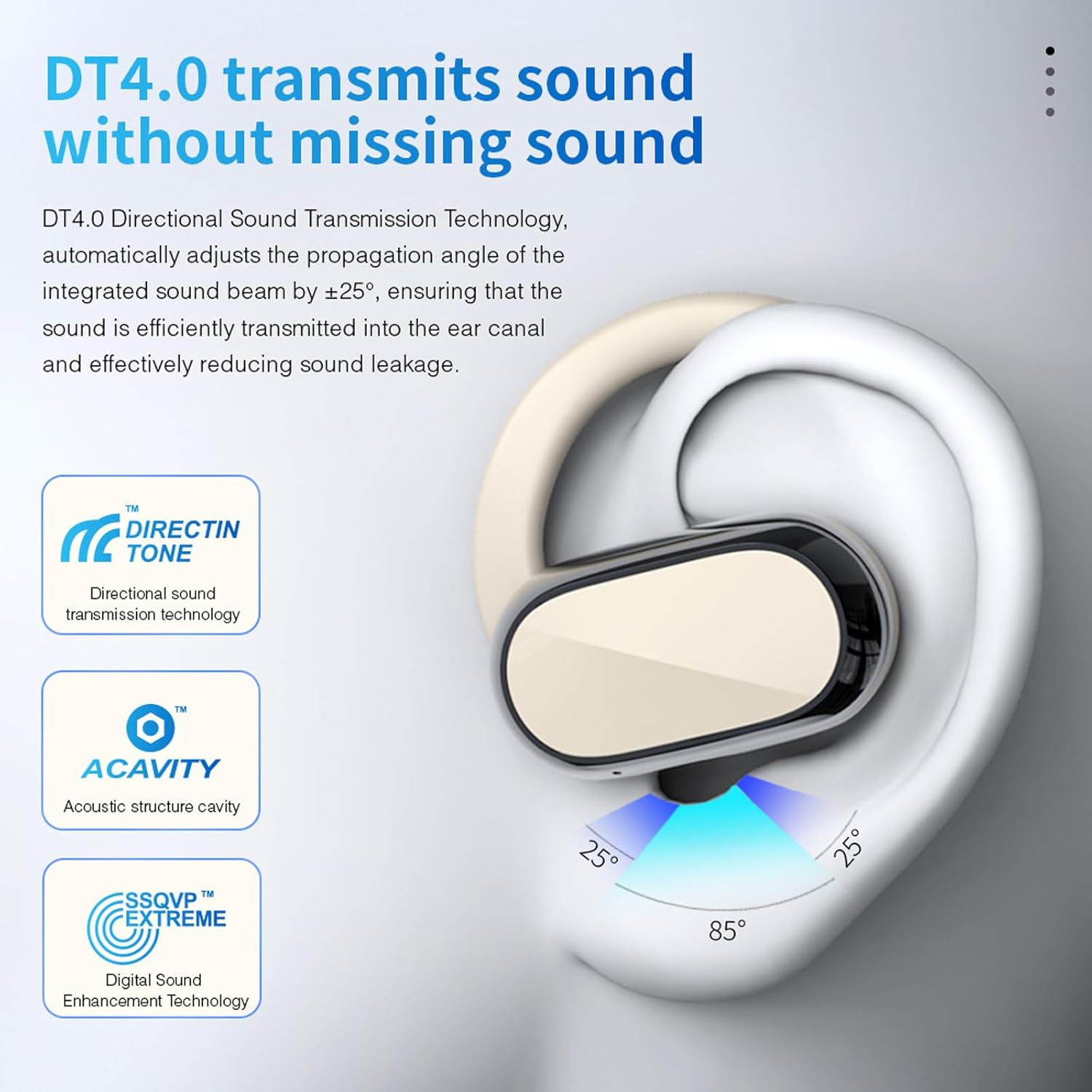 Xmenha Open Ear Wireless Sports Headphones - Bluetooth 5.3, Bone Conduction, 5 Hour Battery, Beige - Beige image number 2