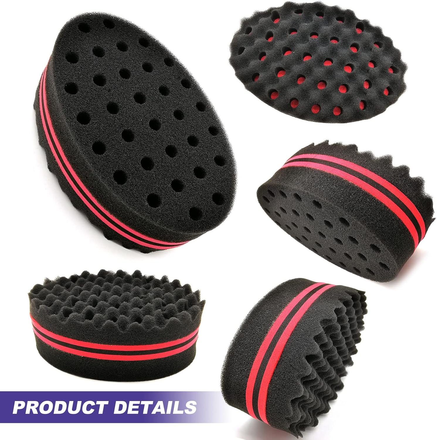 Senzee Hair Sponge Brush, Afro Curl Sponge Brush for Curls Dread Coils Hair Twist Wave Sponges Curling Brushes Small & Big Holes 2 Pcs image number 4