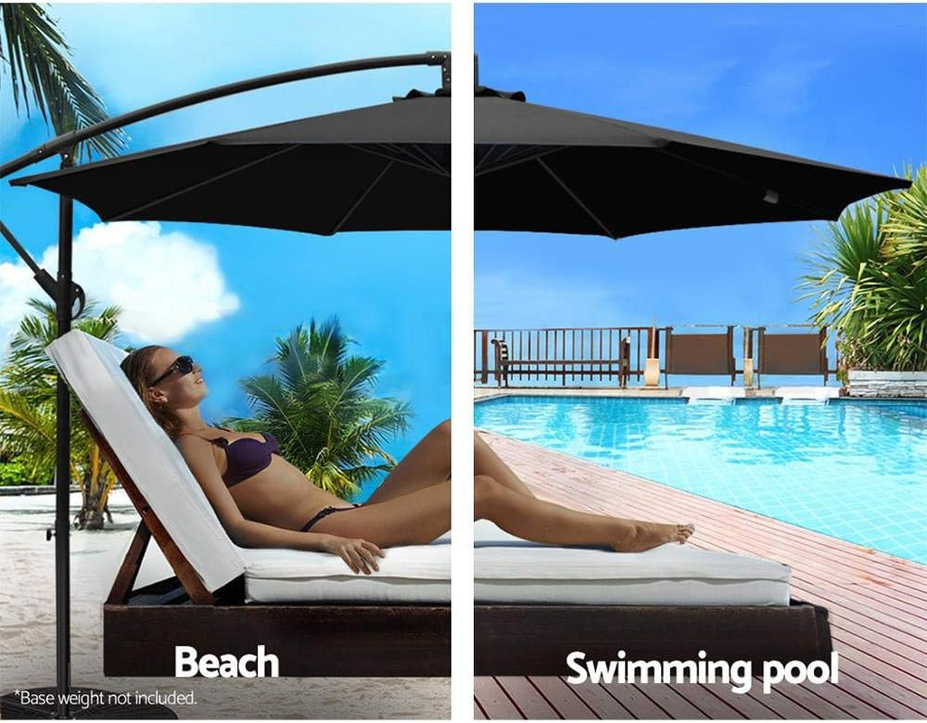 Instahut Outdoor Umbrella 3M Black Cantilever Stand, Sun Beach Garden image number 4
