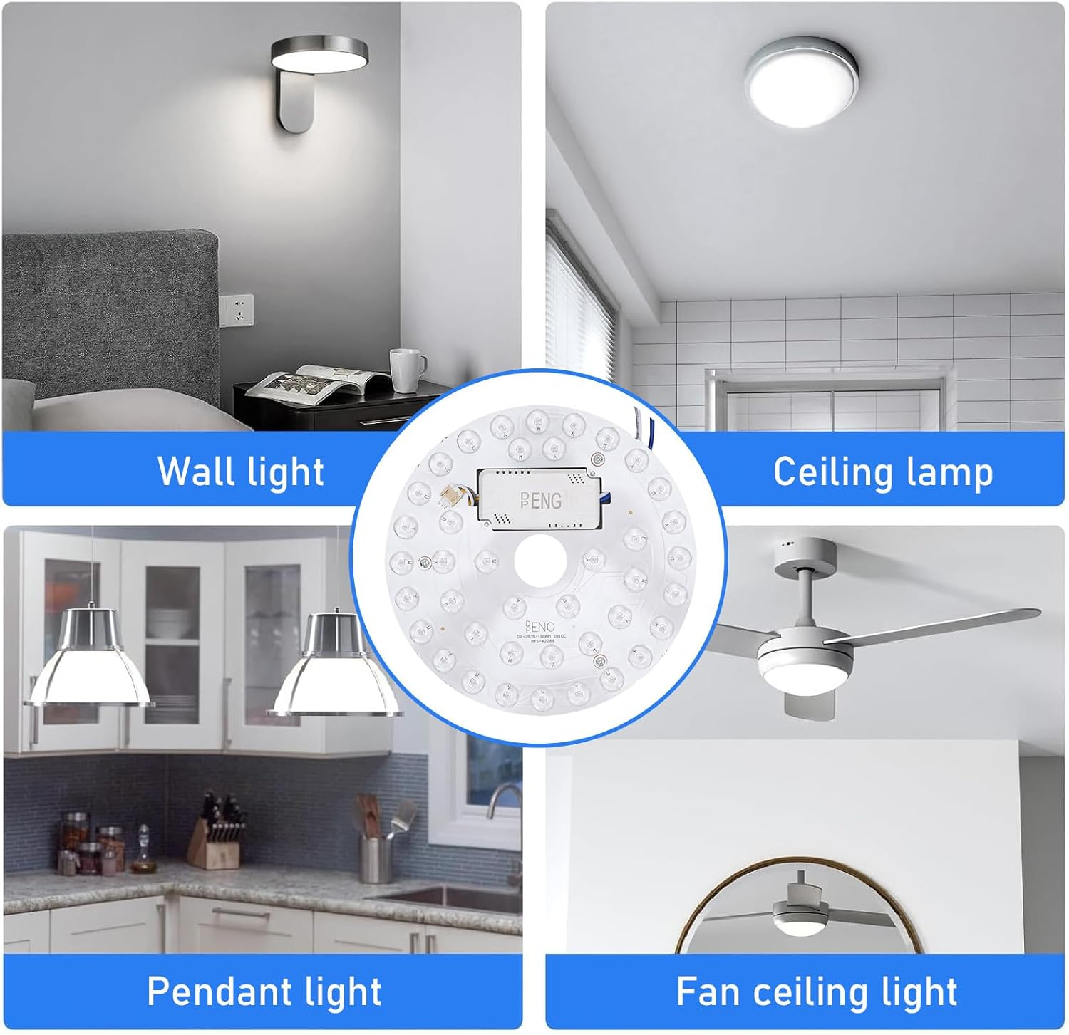 Generic 7.1 Inch LED Retrofit Light Kit for Ceiling Fan, Magnetic Ceiling Fan LED Light Replacement, 18W 3CCT 3000K 4200K 6500K, Panel for Bedroom, Living Room, Round image number 2