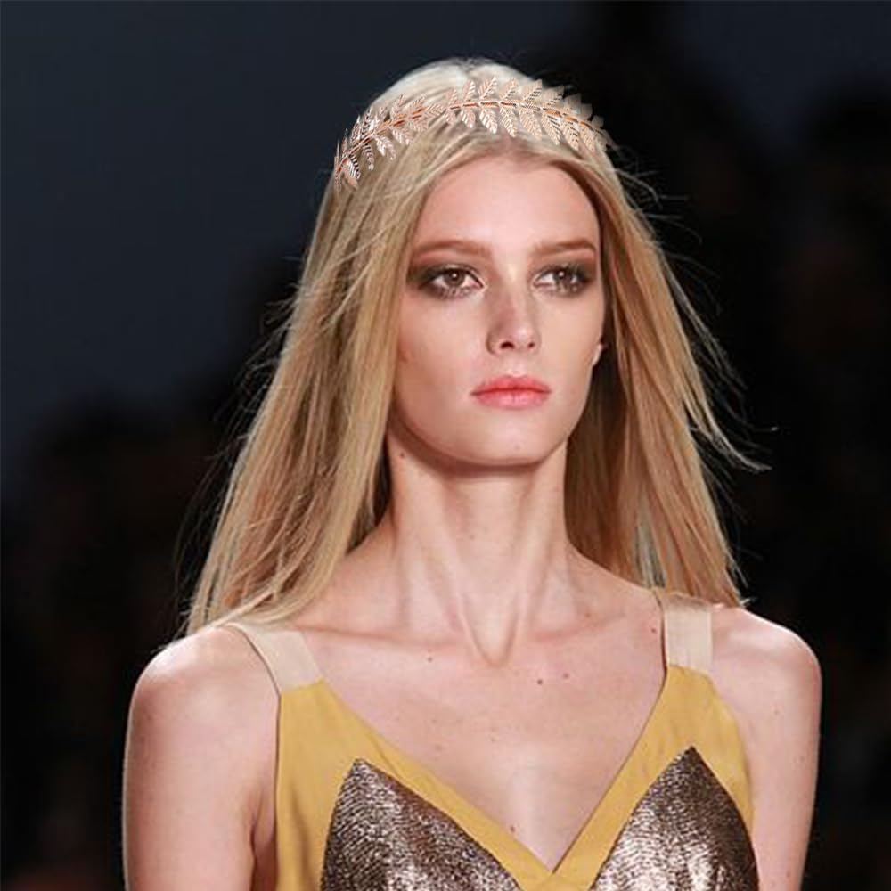 Visxcnu 1 X Women'S Hair Band, Gold Headpiece, Bride, Roman Goddess Headband, Girls Laurel Wreath, Hair Accessories, Golden Wedding, Boho Leaf Hair Crown Accessories, Rose Gold image number 4