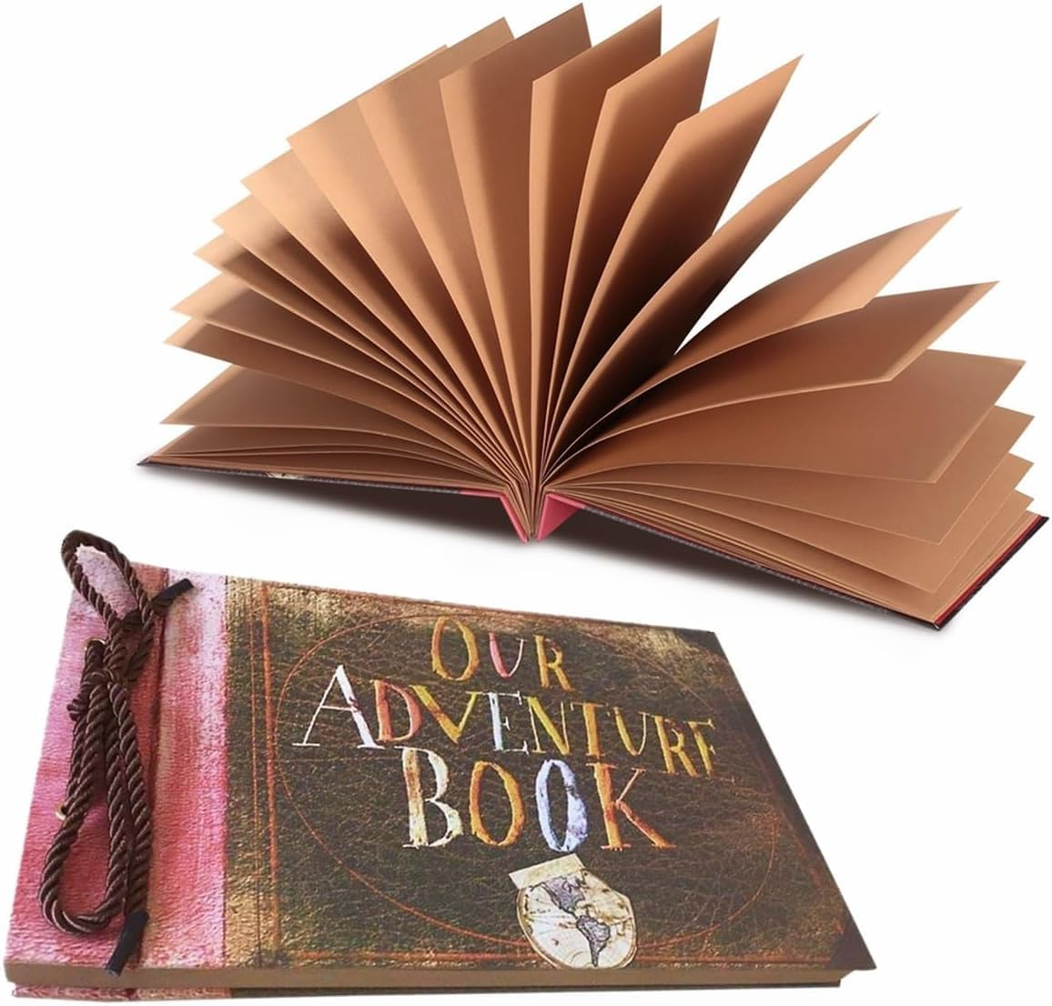 Adventure Book Scrapbook DIY Handmade Retro Style Travel Souvenir, 11.92 X 7.62" Embossed Lettering Scrapbook Inspired by 'Up', Memory Book for Anniversary Wedding,Travelling,Valentine'S Day Gifts image number 7