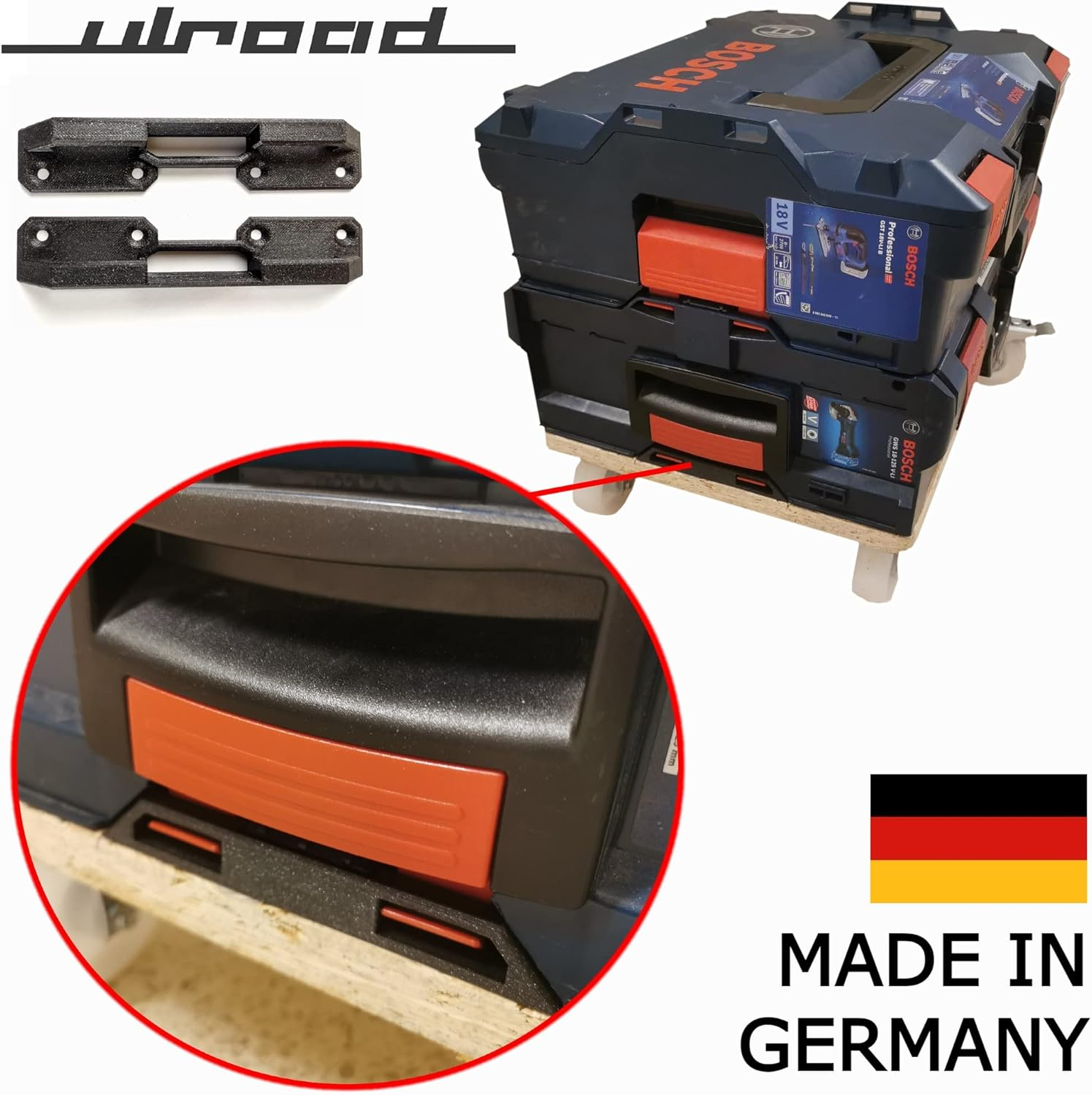 ULROAD 4 X Holders for L-Boxx Bosch Sortimo L-Safe Safety Fixing Brackets for Screwing on | for All Bosch L Boxx Tool Box Rolling Board Trolley DIY Assembly Accessories image number 1