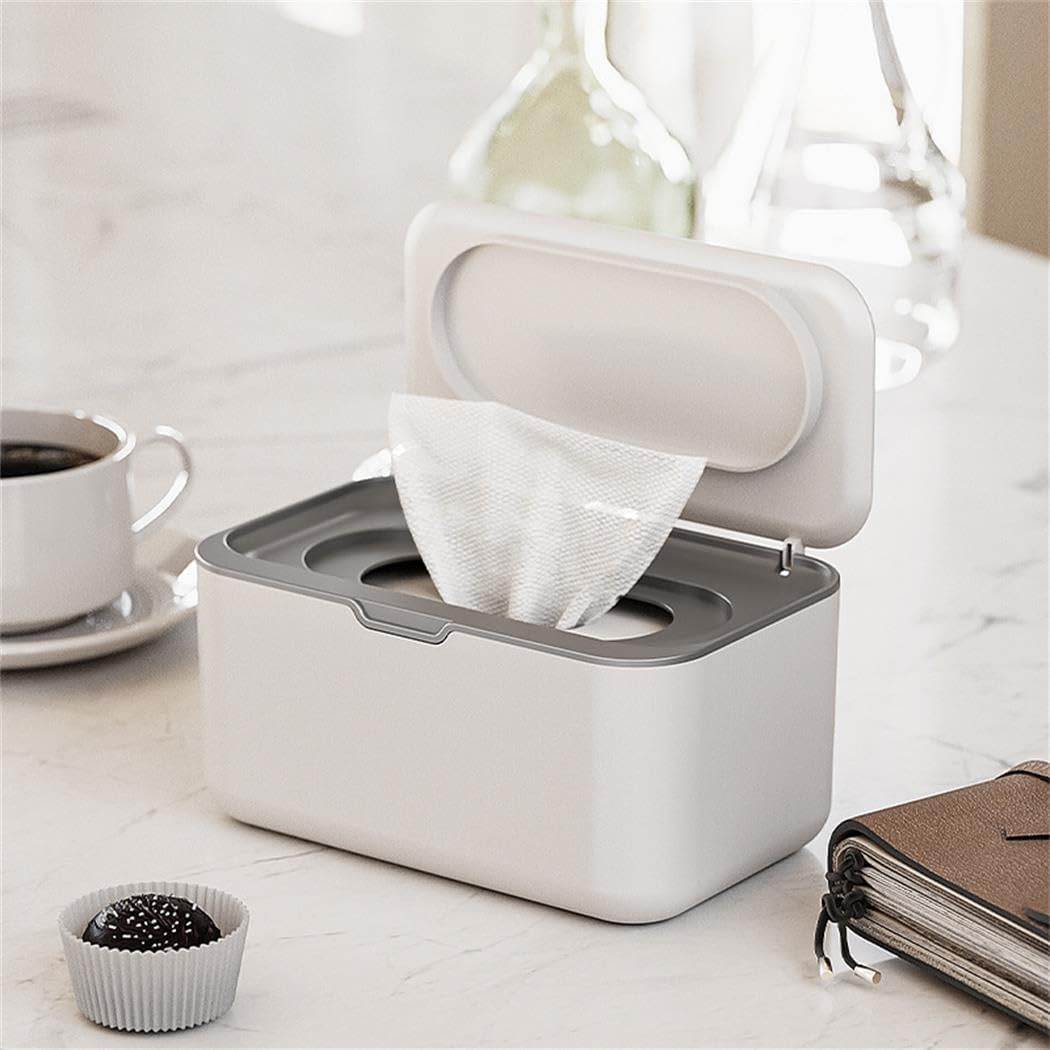 Grey Wipes Dispenser - Refillable Wipe Holder for Baby & Adult, One-Handed Operation, Non-Slip Design, Easy Open/Close, Keeps Wipes Fresh - Reusable Wipe Container Pouch Case image number 2