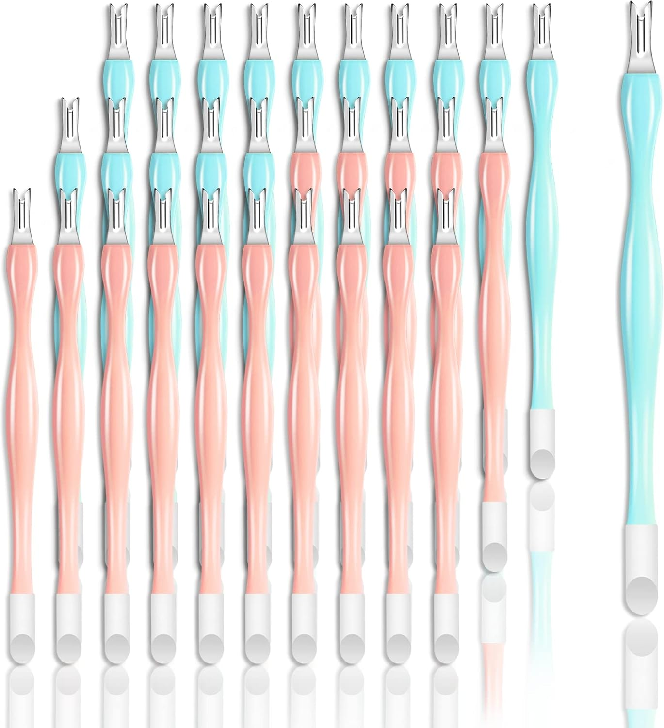 Allstarry 30 Pieces Nail Cuticle Trimmer Remover Rubber Nail Cleaner Double Head Dead Skin Cuticle Knife Removal Fork Plastic Handle Cuticle Pusher Nail Art Tools for Girls Women and Men - Black