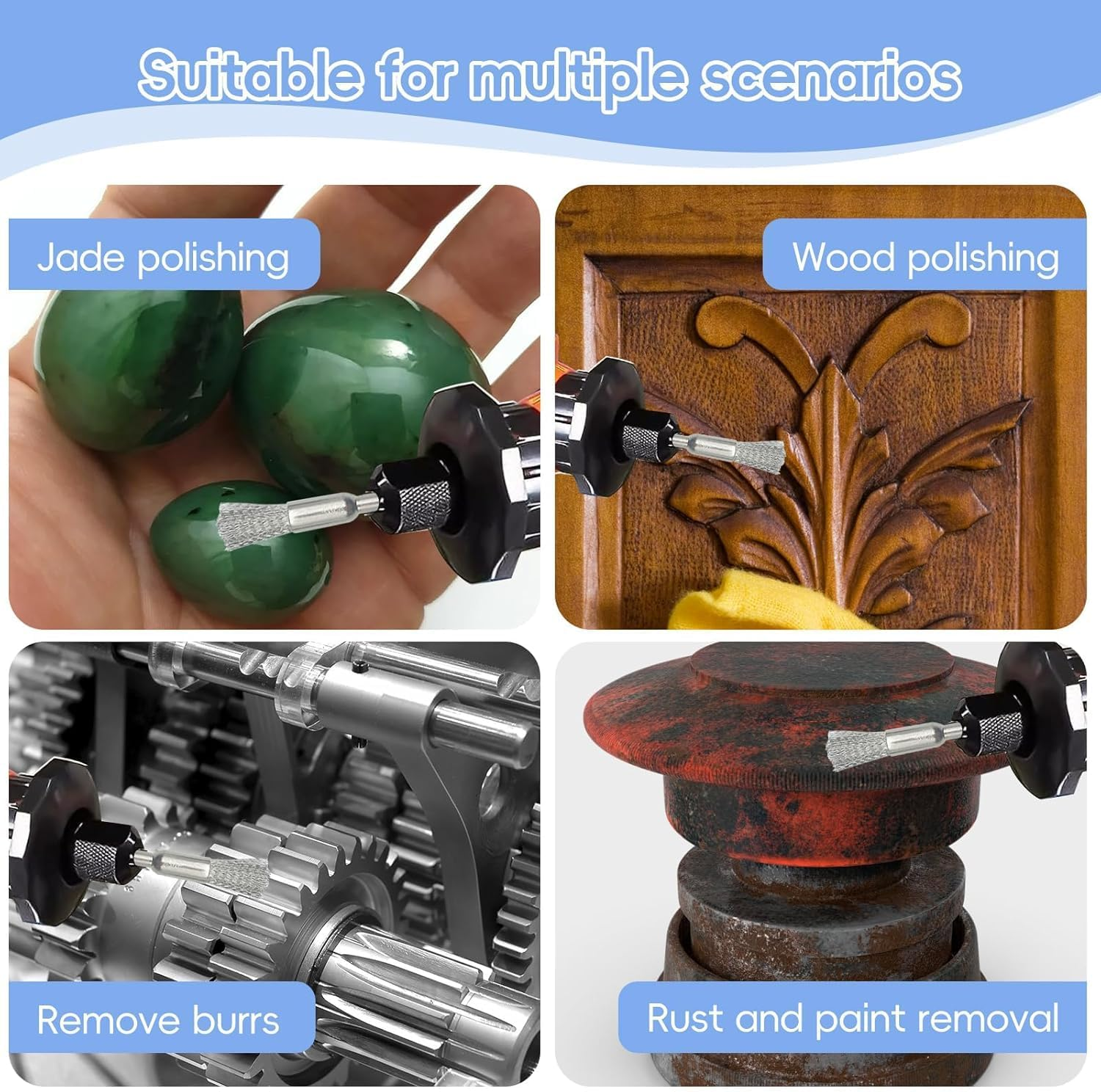 KEWAYO 30Pcs Stainless Steel Wire Brushes 1/5&Prime;(5Mm) X 1/8&Prime;(3Mm) Wire Brush Rust Paint Removal Bits Polishing Rotary Tools image number 5