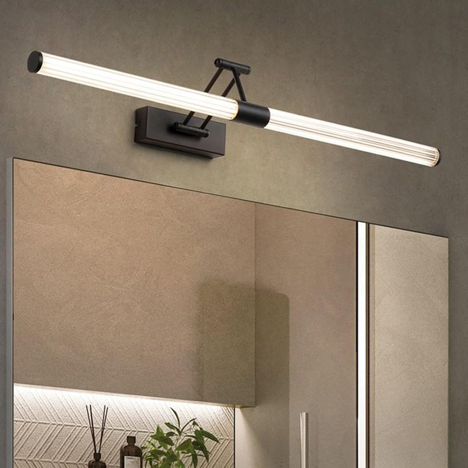 LED Bathroom Wall Light Mirror Lights Waterproof 350&deg; Rotate 180&deg; Adjustable Aluminum Wall Lamp above Mirror Wall Sconce Foldable for Hotel Restaurant Bedroom Natural Light (White,78Cm) XXZ