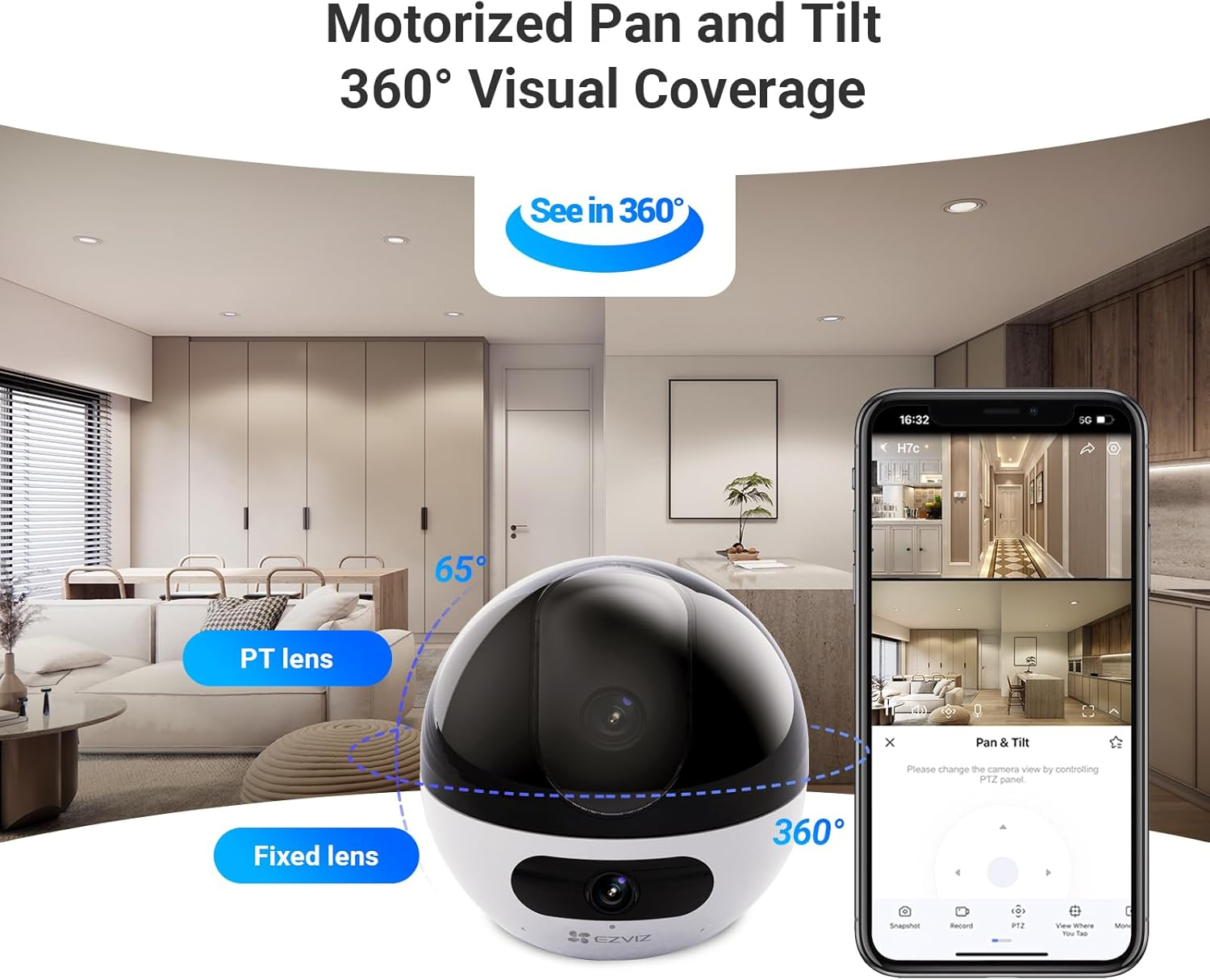 EZVIZ Dual-Lens 2K+ Indoor Security Camera, Dual Band, 10M Colour Night Vision, 360&deg; Pan Tilt, Human/Pet Detection, Auto Tracking, Two Way Calling, Patrol Mode, Alarm, Alexa & Google Control (C7) image number 2