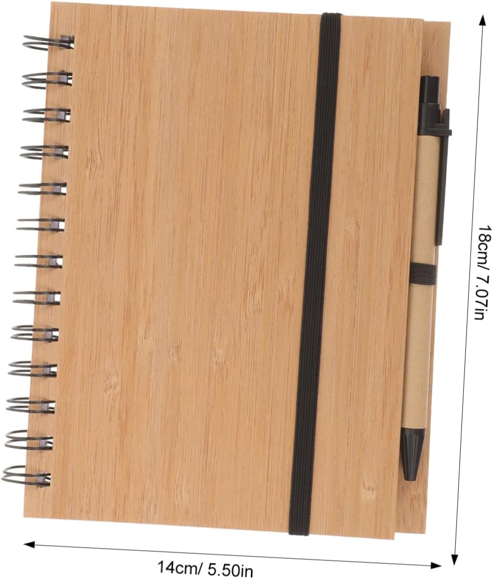Operitacx Mini Notepad Bamboo Cover Compact Planner for Daily Planning Students Office Portable Memo Pad image number 1