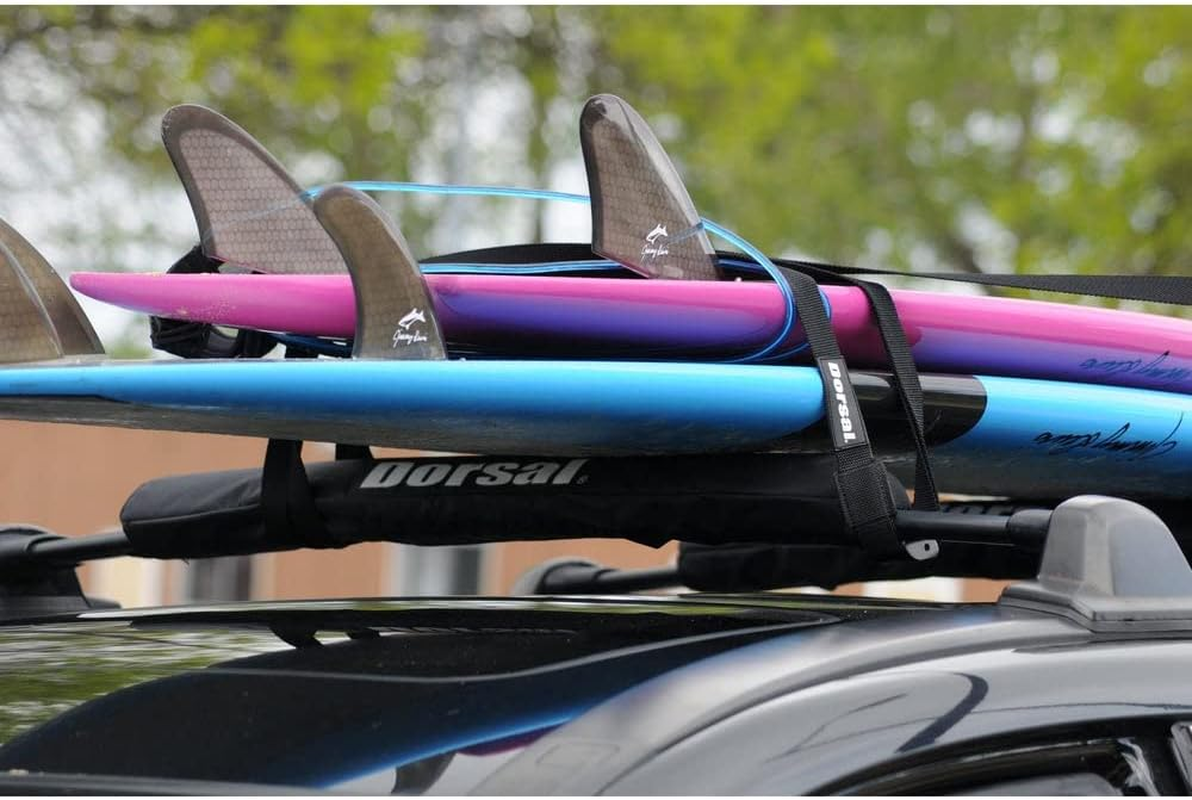 DORSAL Aero Roof Rack Pads for Crossbars - Set of 2 for Surfboards Kayaks SUP Snowboards Paddleboard and Canoe Polyester 20" Inch Factory Aero Bars (Narrow) Black image number 6