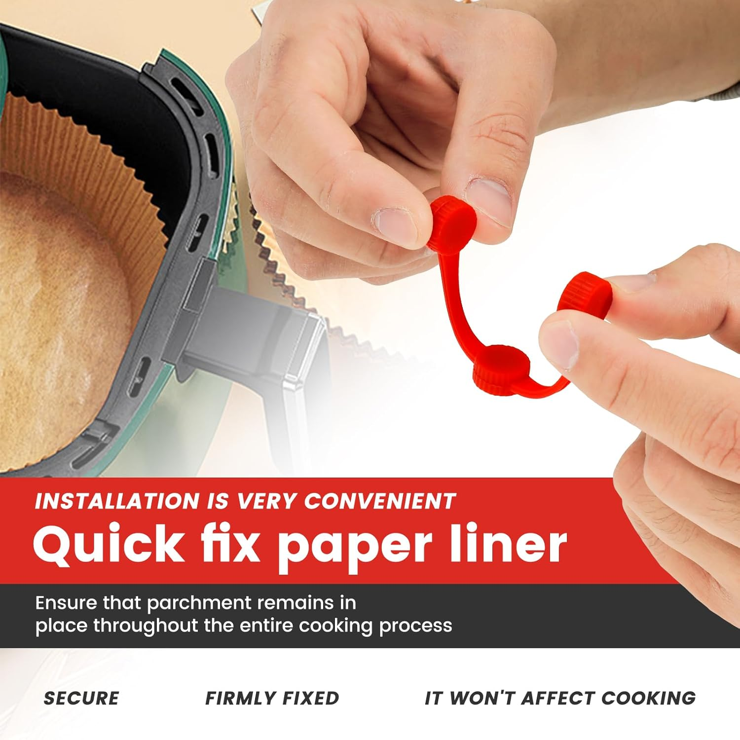 Set of 4 Air Fryer Magnet Silicone Buckle for Holding down Air Fryer Parchment Paper, Heat Resistant Parchment Paper Hold down Buckle, Air Fryers Accessories Parchments Liner Buckles for Kitchen image number 4