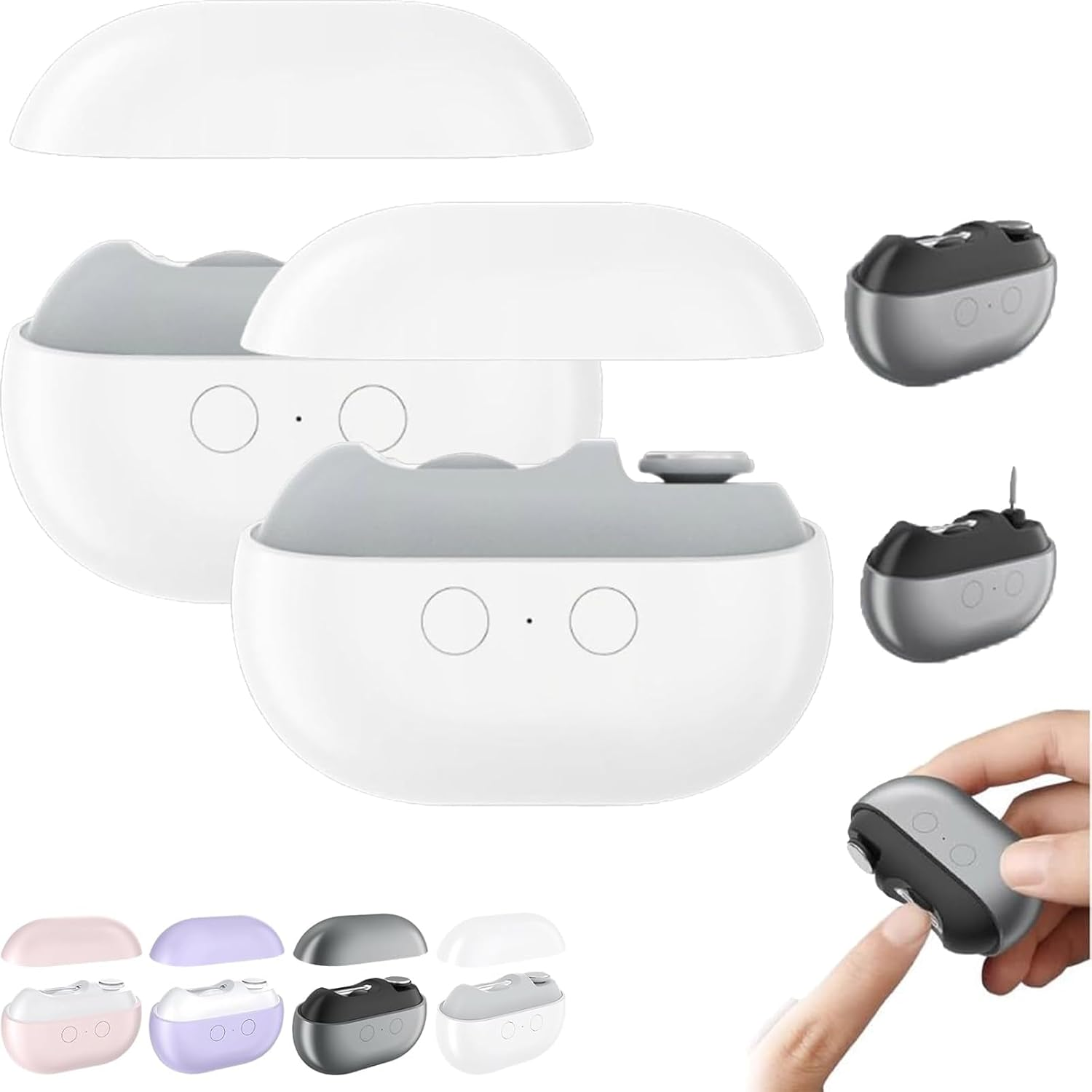 Vueeze Easyclip Smart Nail Clipper, Glosrity/Pubyfun Easy Clip 3-In-1 Multi-Functional Smart Electric Nail Clipper, Nail Trimmer Polisher with LED Light & Clip Storage (Black)