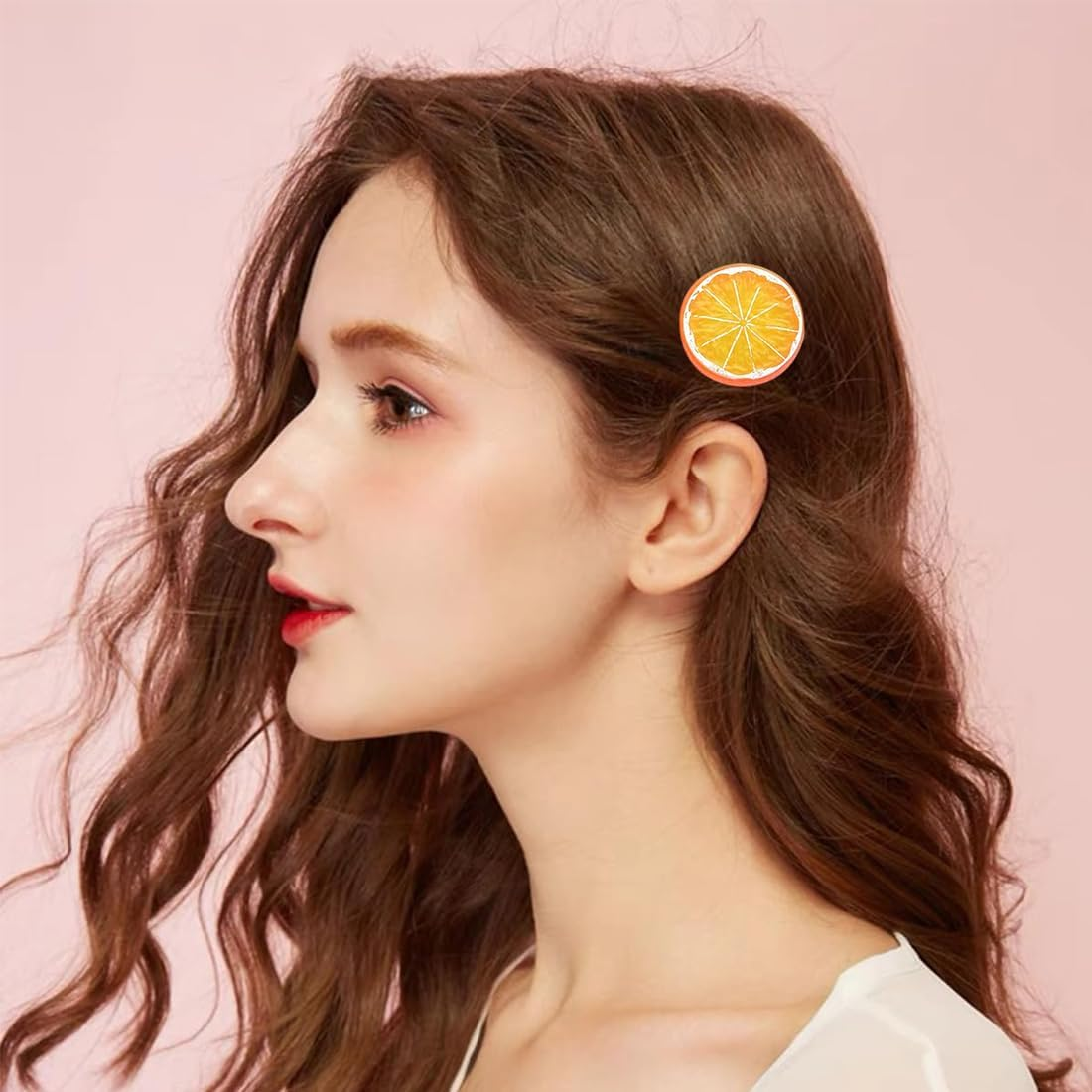 MOLZINY 1 Set of Orange Hair Clips DIY Girls Women Cute Fruit Hair Accessories for Carnival Party image number 1