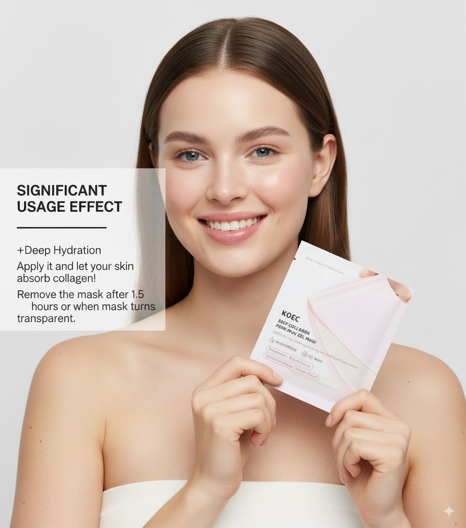 Pink Salmon DNA PDRN Collagen Gel Mask, Deep Hydrating and Anti-Wrinkle Formula, Color-Changing Collagen and Skin-Repairing Ingredients, Restoring Elasticity and Brightening Overnight Use to Youthful Glow (8 Pcs/ 2 Box) - 4 Pcs/ 1 Box image number 5