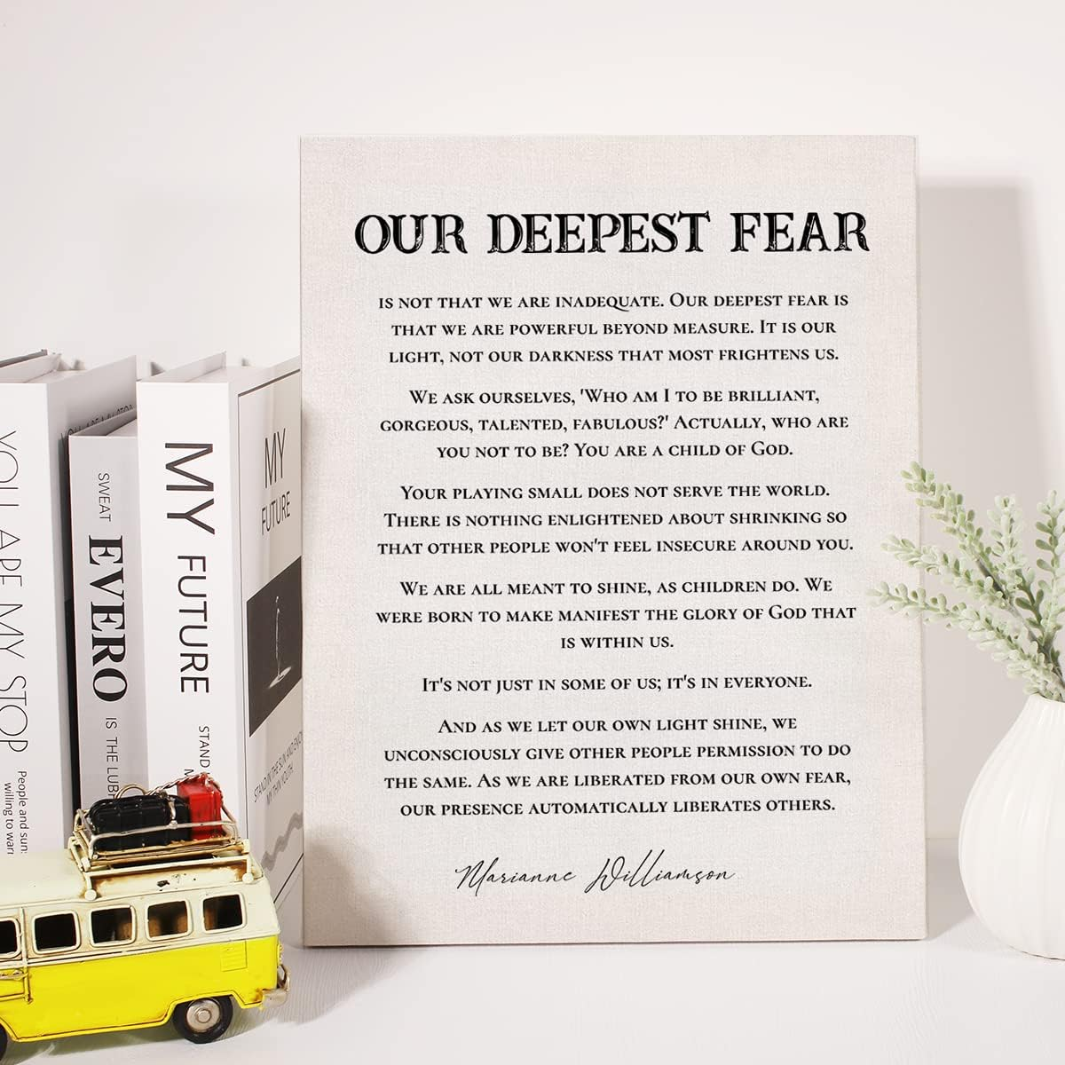 Inspirational Quote Canvas Wall Art Motivational Our Deepest Fear Quotes Canvas Print Positive Canvas Painting Wall Decor Framed Gift 12X15 Inch image number 4