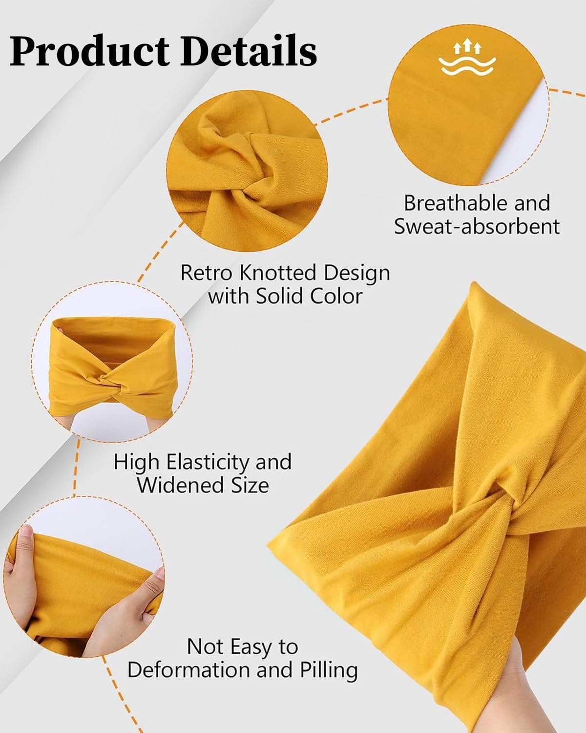 WUNZILO Pack of 6 Women'S Headband Summer Elastic Headbands Sports Headwrap Headband with Bow Soft Twisted Headband Women Children Girls 6 Colours image number 4