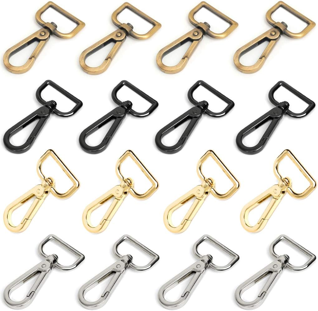 Swivel Clasps 1" D Ring Lobster Clasp Claw for Strap Push Gate Lanyard Swivel Snap Hook Clips（Assorted Color, 16 Pcs image number 3