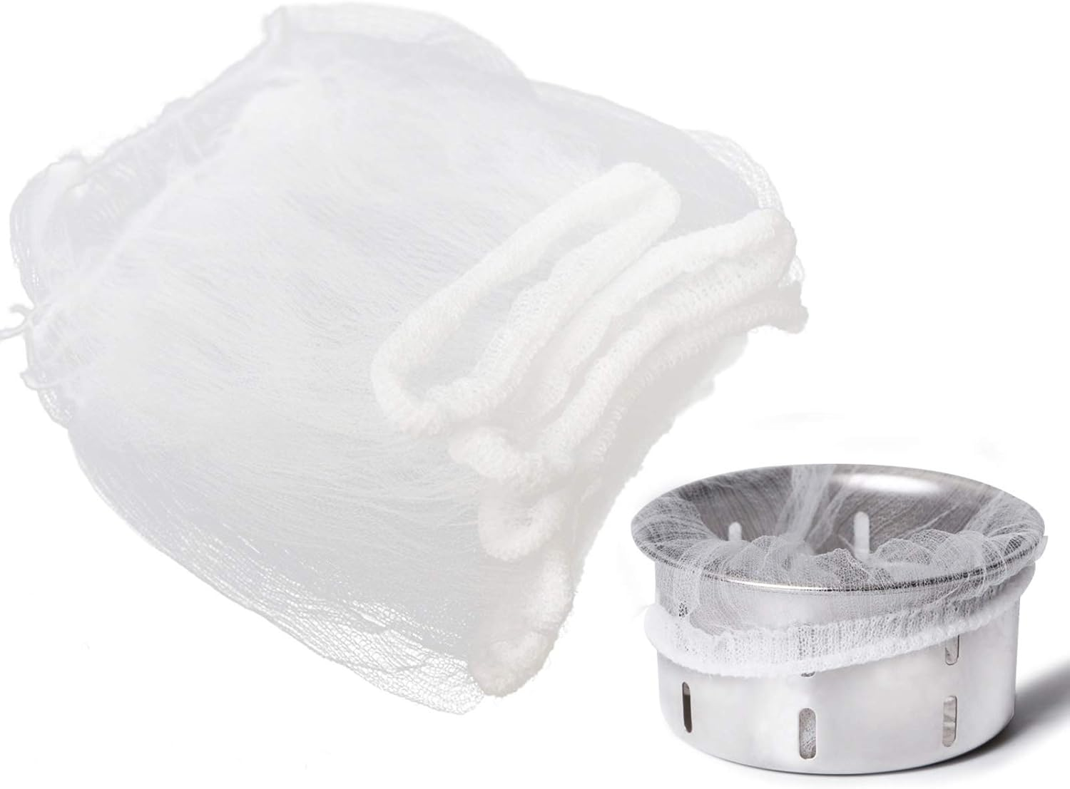 Sink Strainer Filter Mesh Bag 200Pcs, Kitchen Sink Trash Mesh Bag, Disposable (White) image number 1