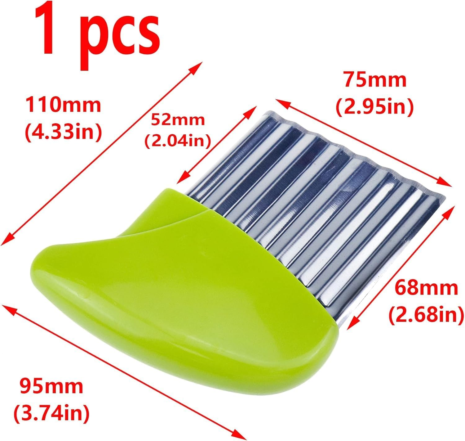 Sunblue Crinkle Cutter Cutting Tool French Fry Slicer Potato Cutter Fruit Vegetable Wavy Chopper Knife Stainless Steel, Green
